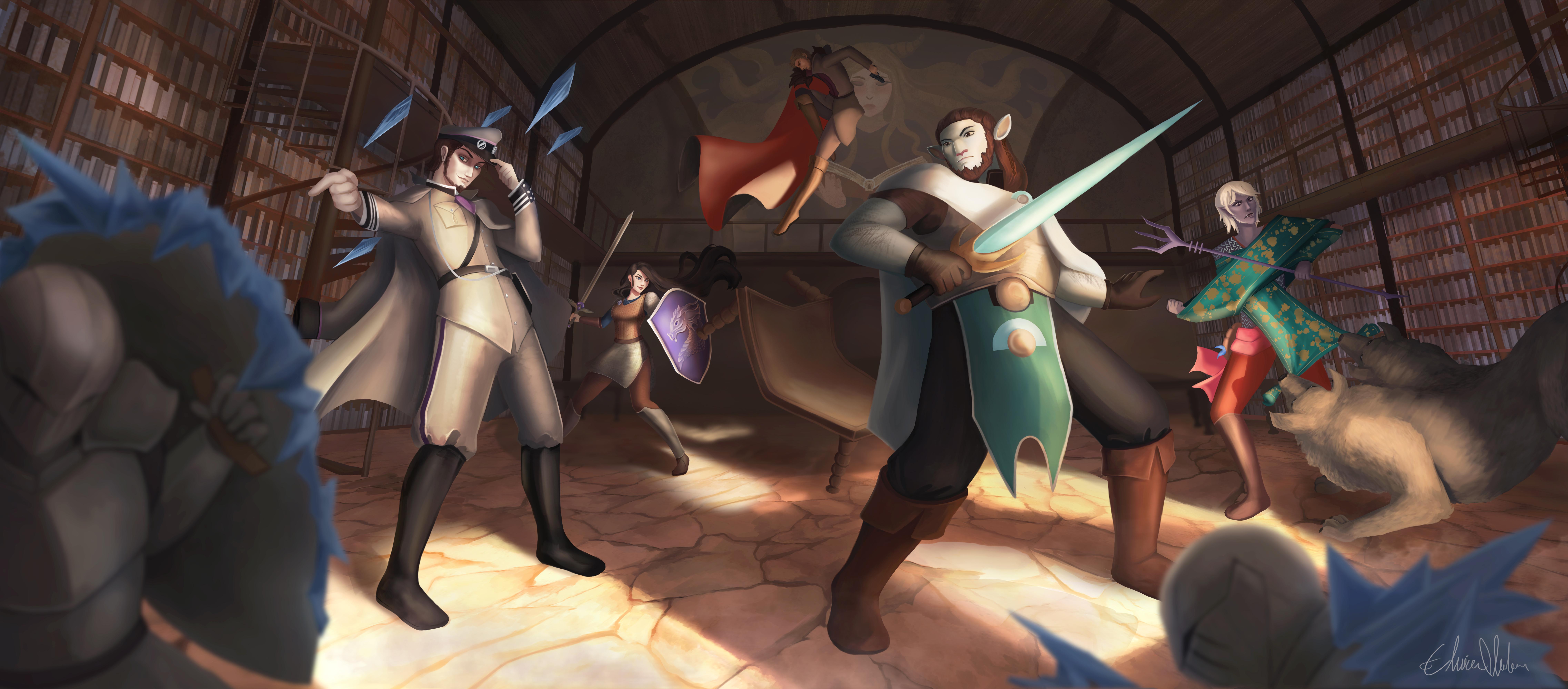 Dnd fight scene, art by me r/DungeonsAndDragons