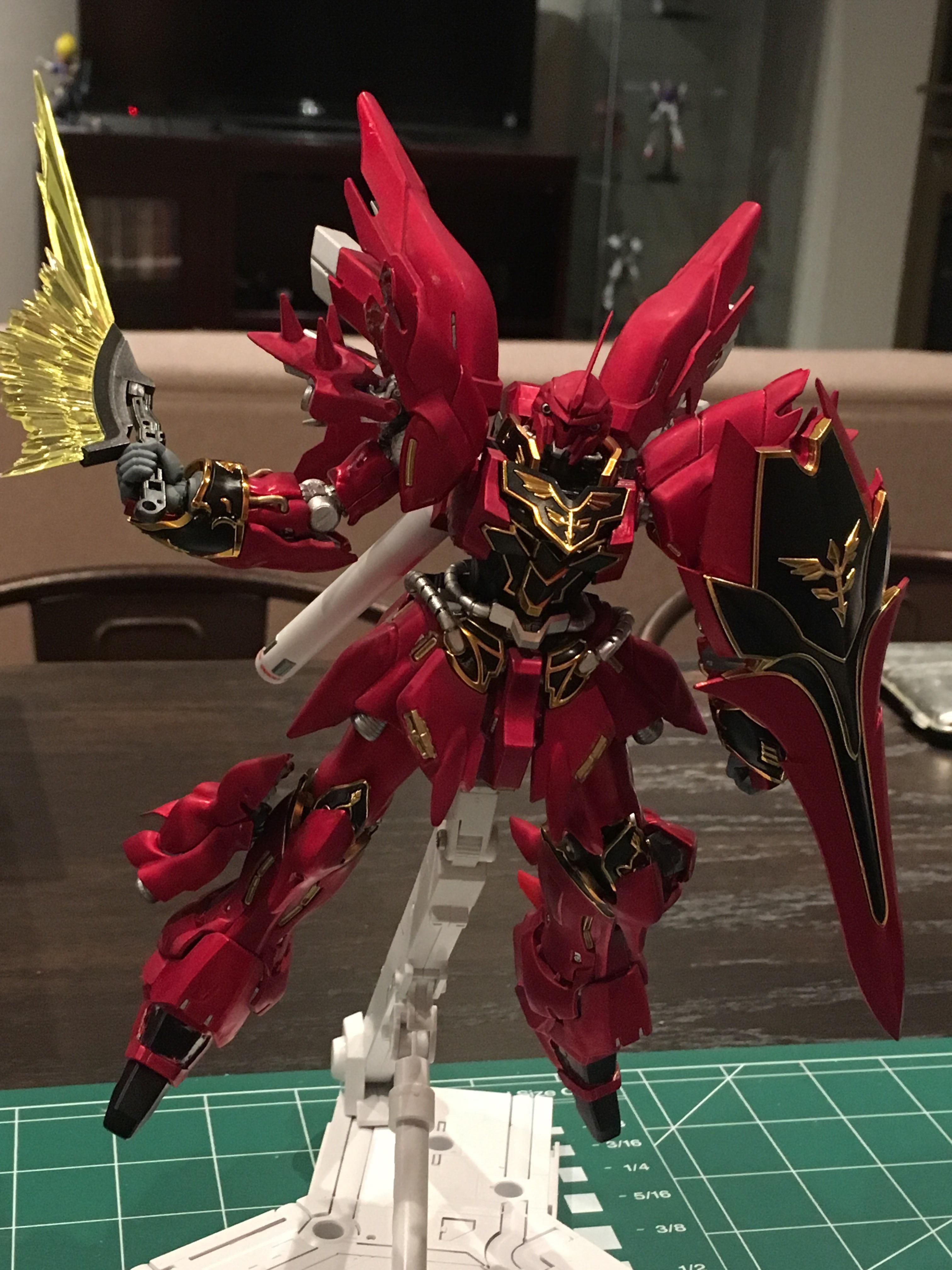 My first attempt metallic paint job RG Sinanju r/Gunpla