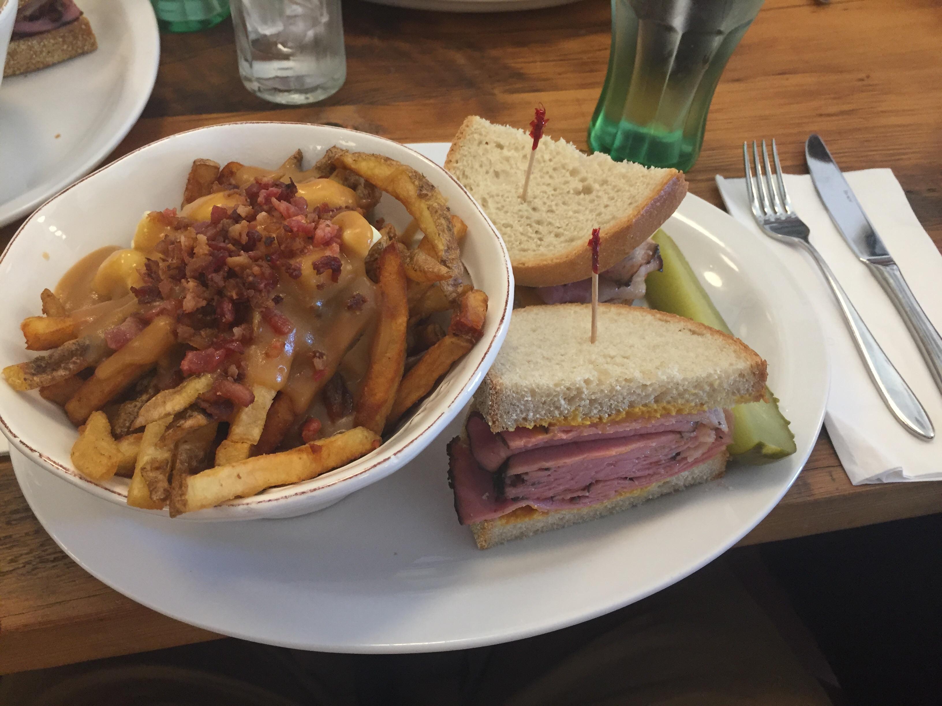 [I Ate] Montreal Smoked Meat Sandwich and Bacon Poutine r/food