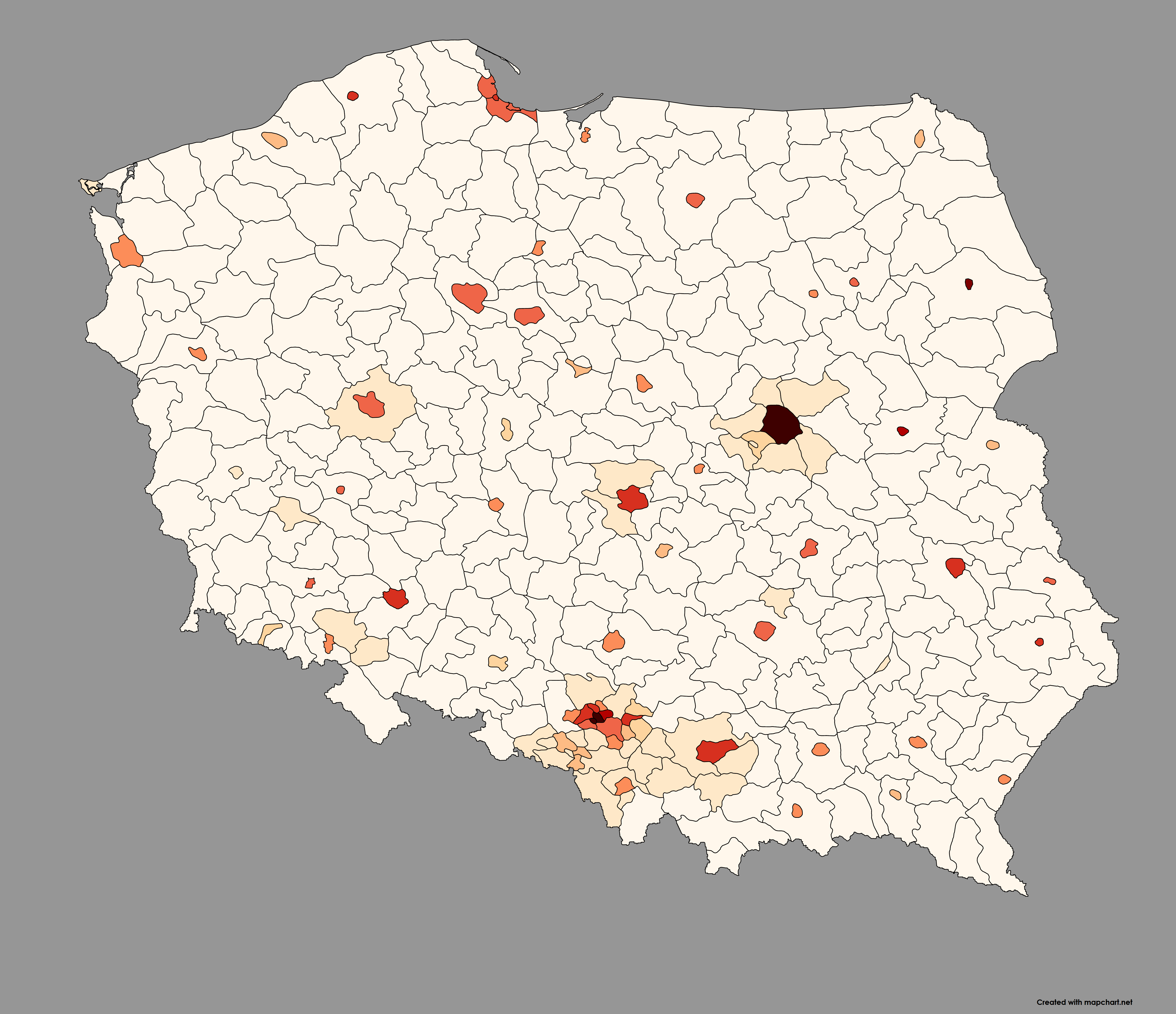 Population density in Poland (2020 data) r/MapPorn