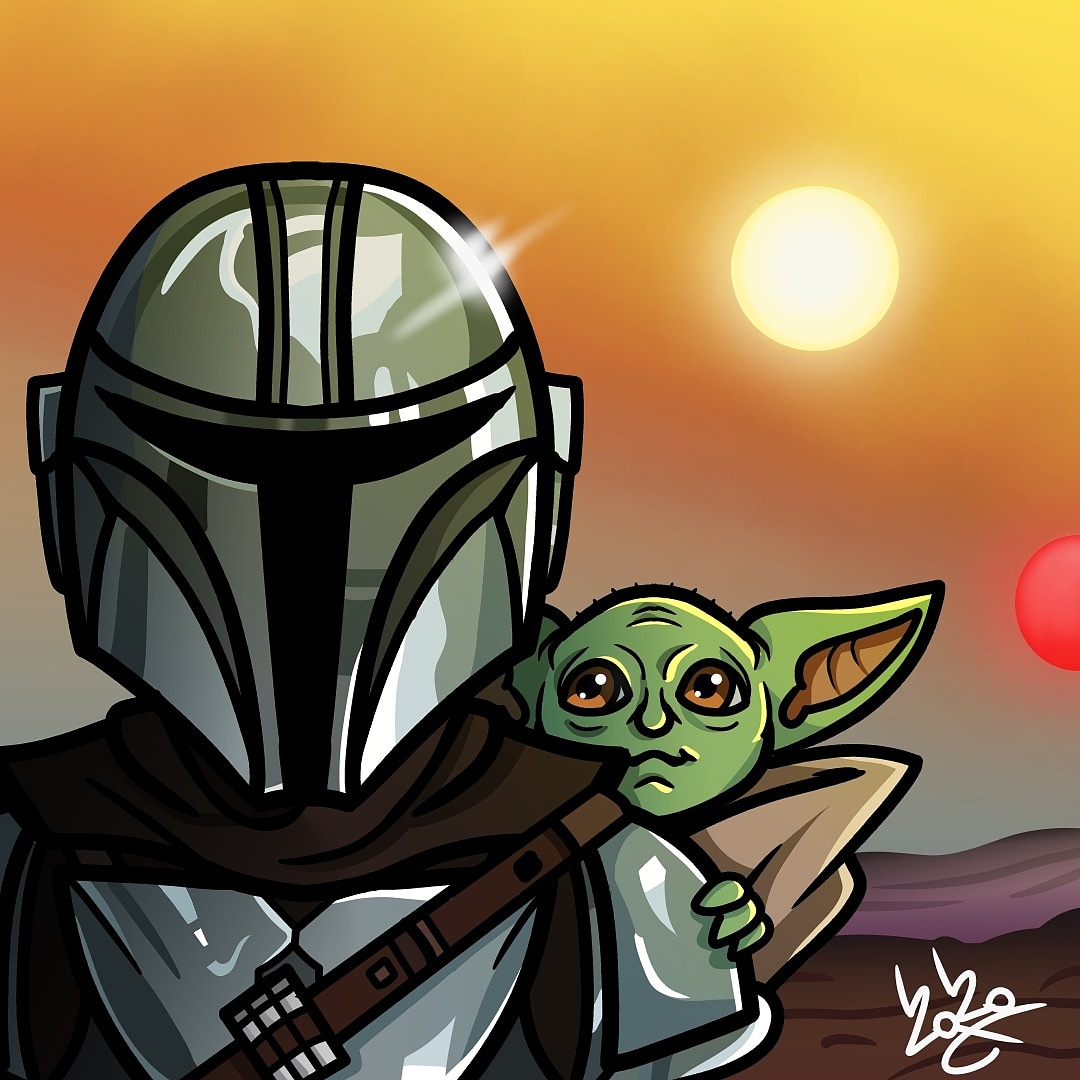 Mando and baby yoda drawing r/StarWars