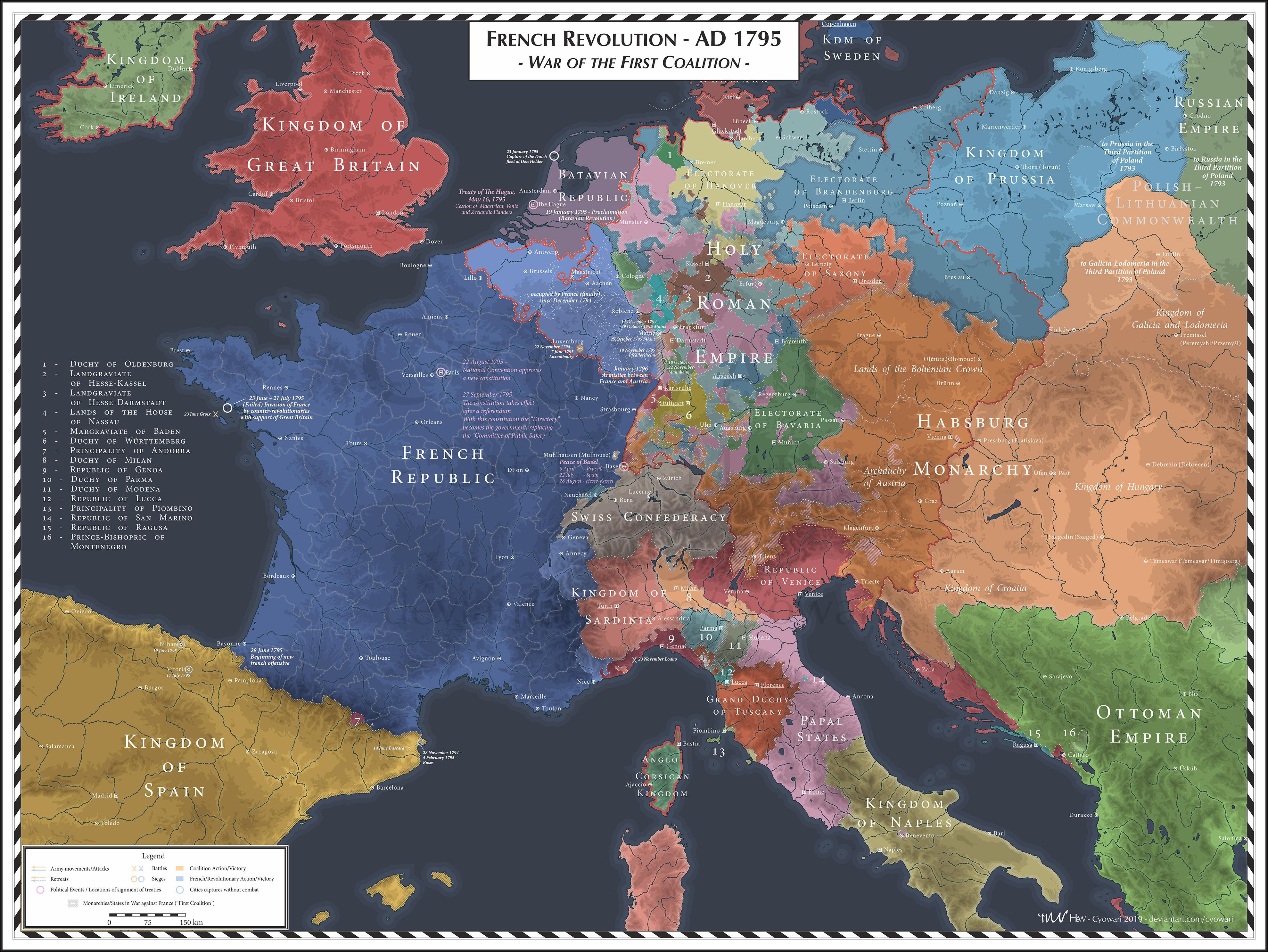 French Revolution 1795 First Coalition [3958x2972] [OC] r/MapPorn