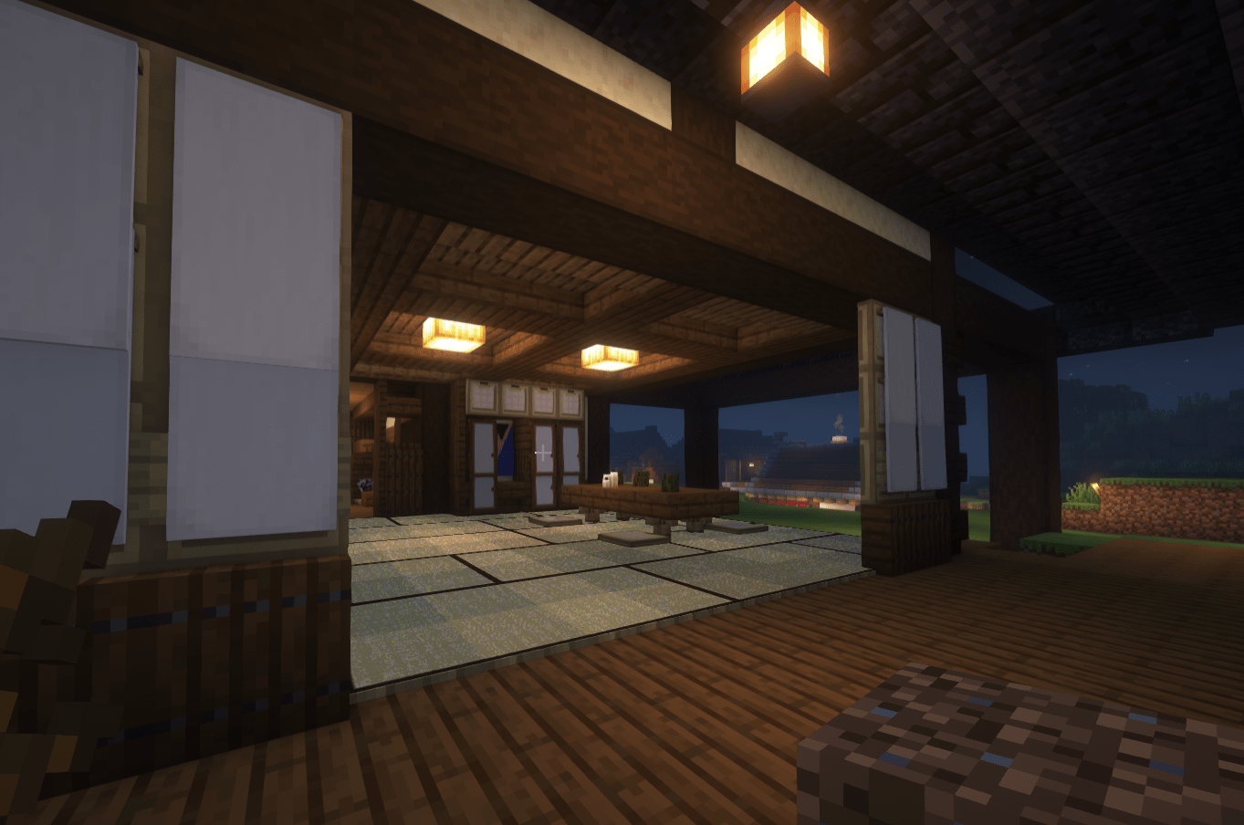 Made a Japanese room design in Vanilla Minecraft