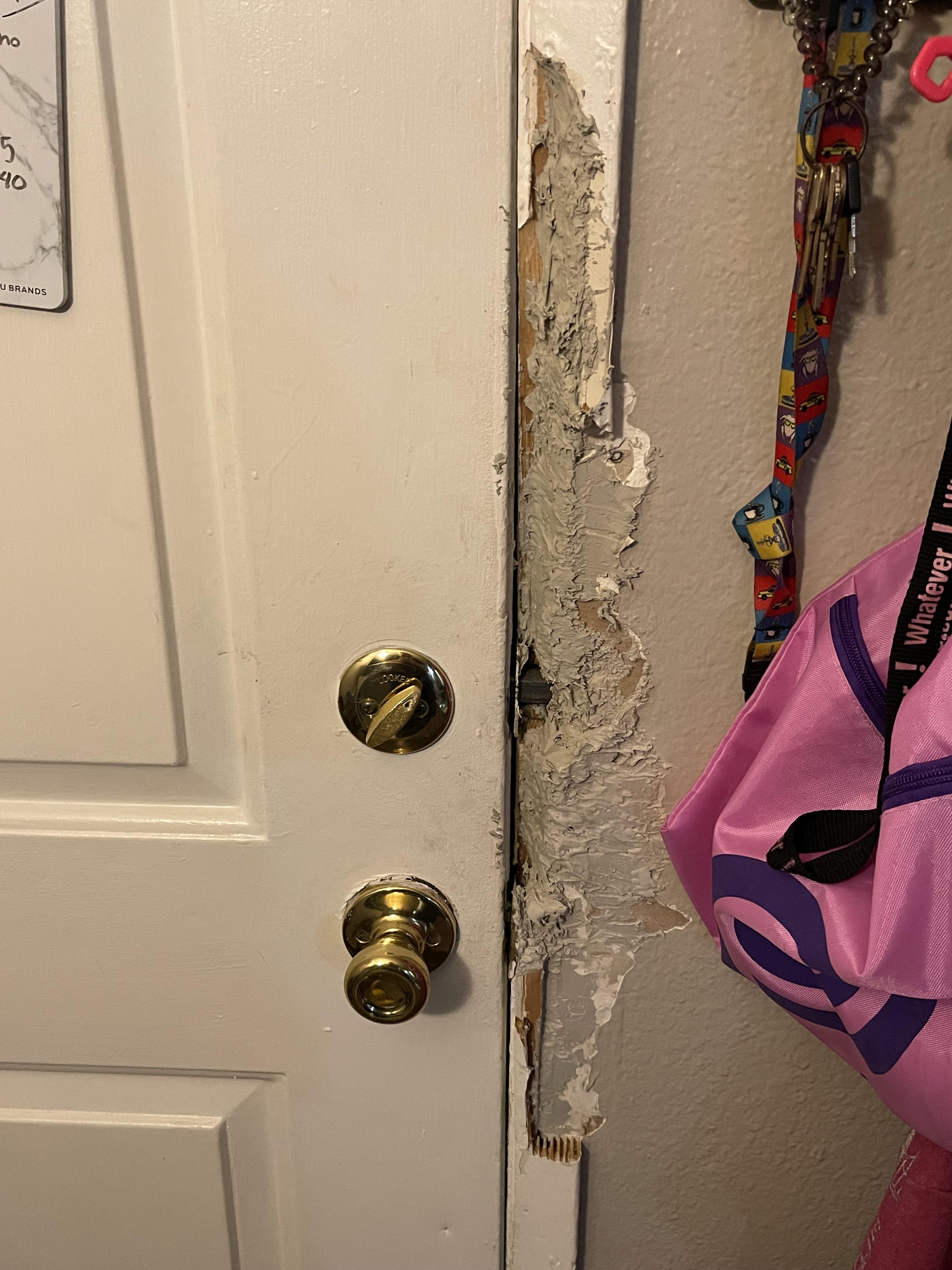 Long story short, roommate broke the door frame when he still lived