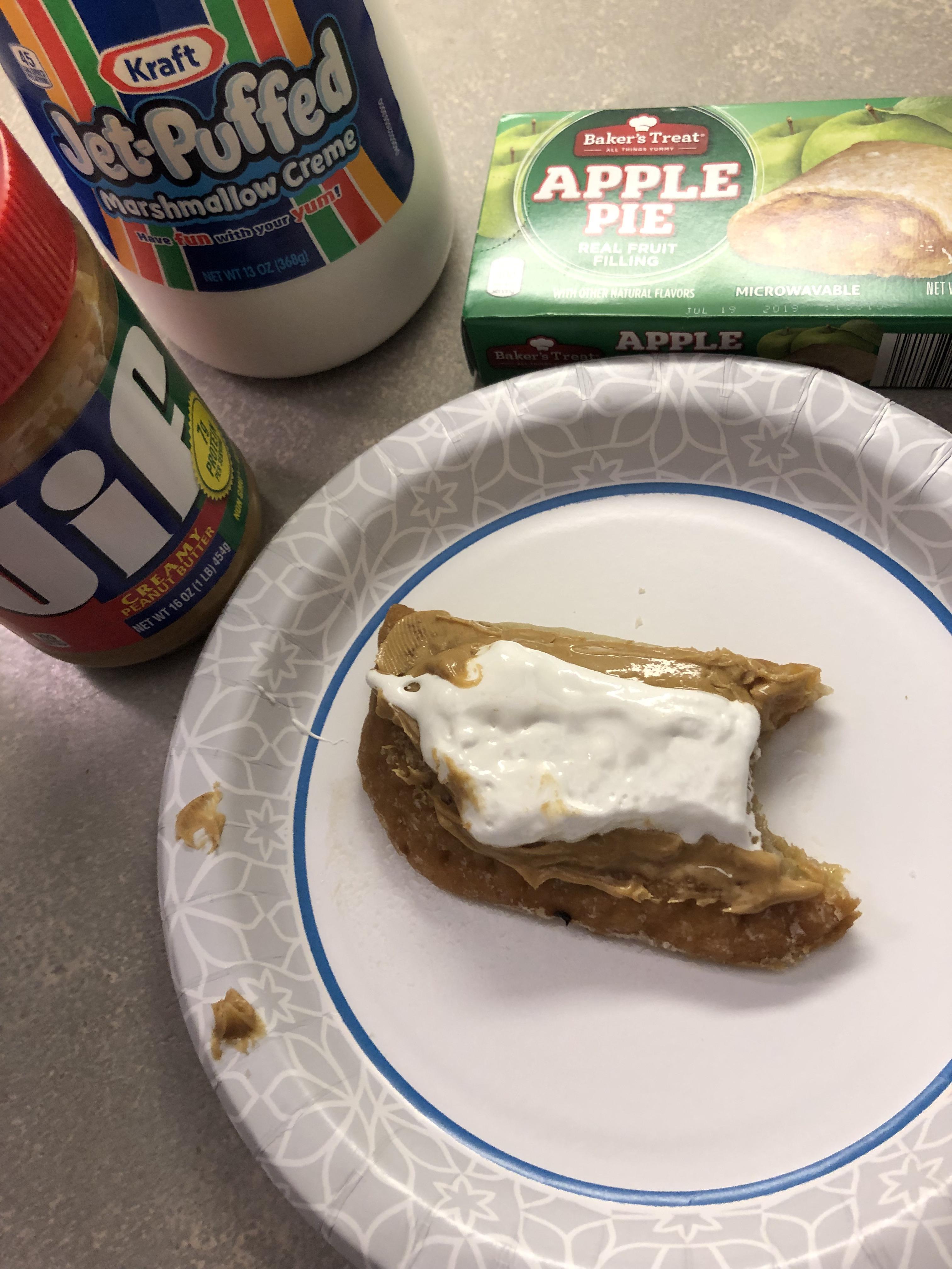 Hot apple pie with peanut butter and marshmallow cream. Stoner approved