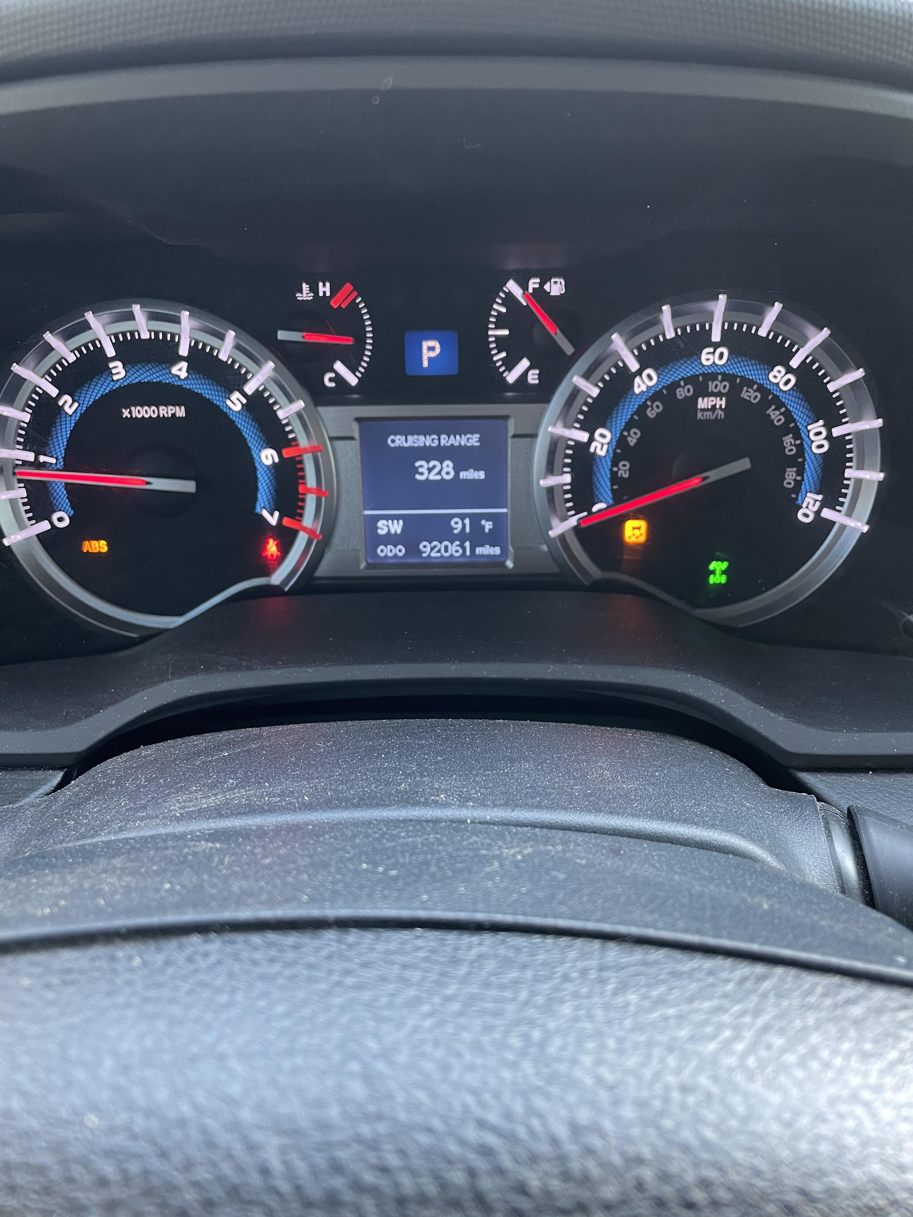 Dash lights up with ABS, slip light flashing and transfer case light