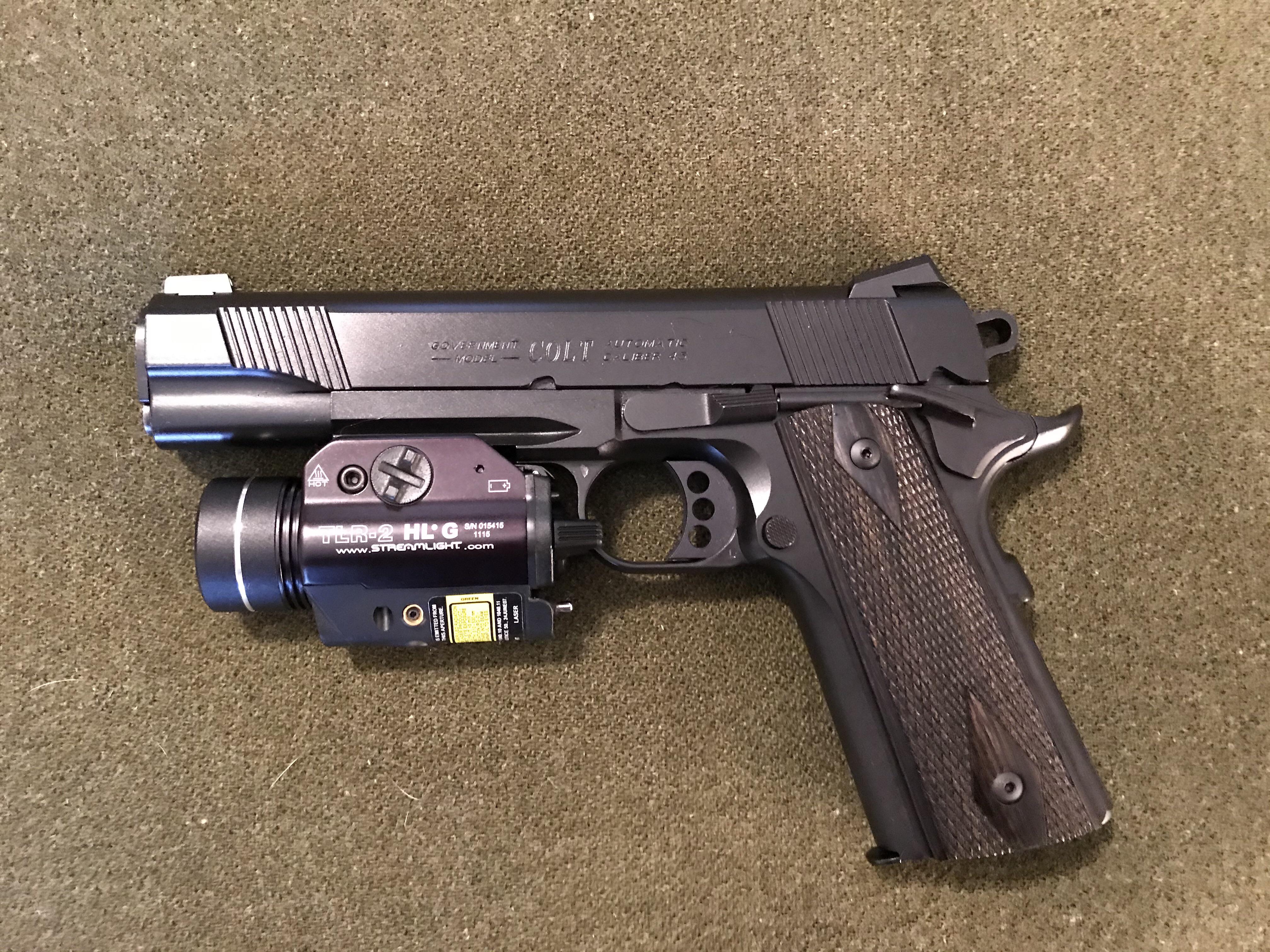 Colt 1911 45 ACP RAILGUN with TLR 2 light and green laser r/1911