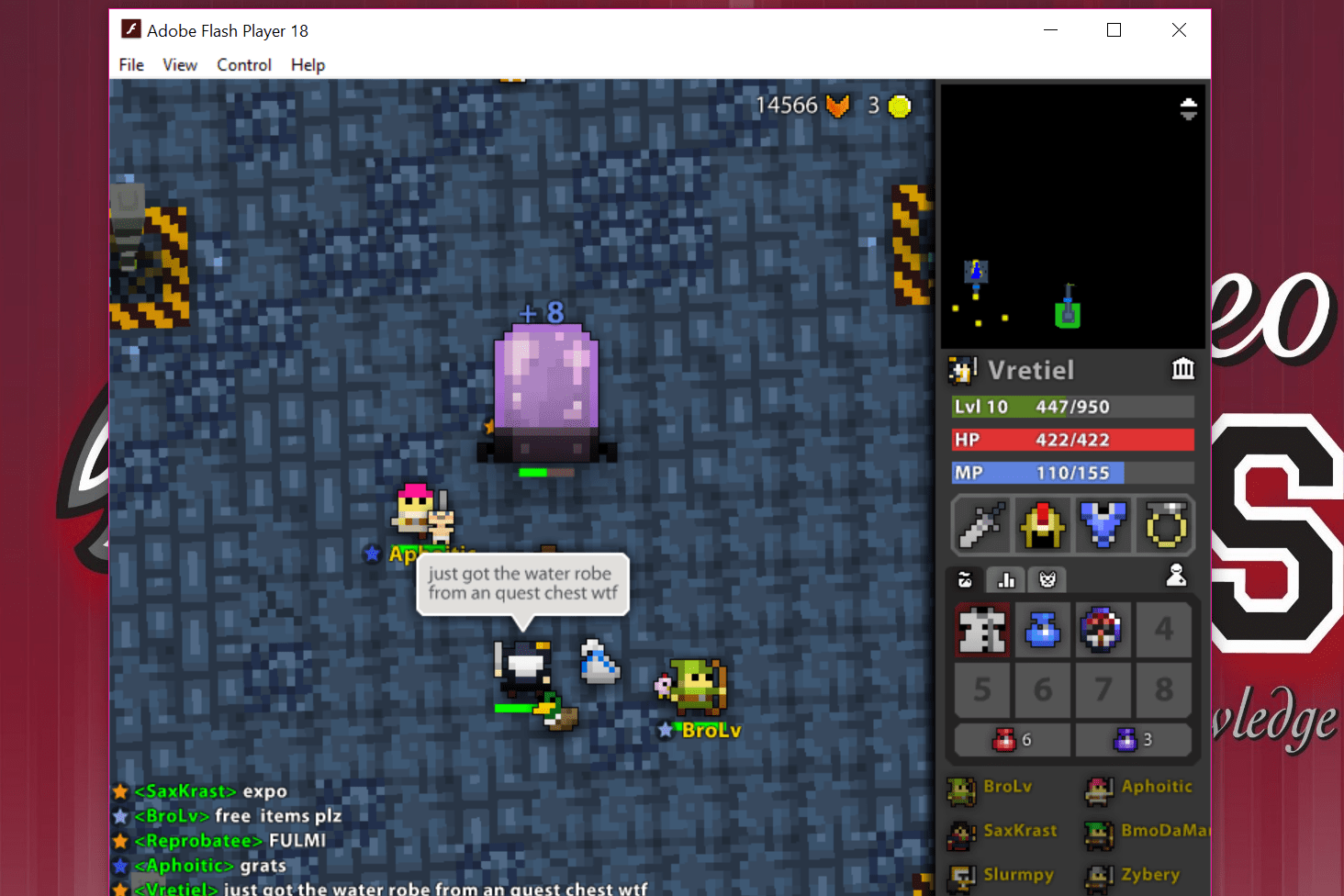 Not even half an hour after my water dragon robe on the same character