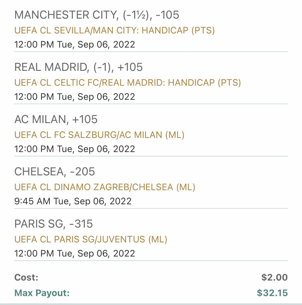 5 Team parlay for Champions League r/sportsbetting