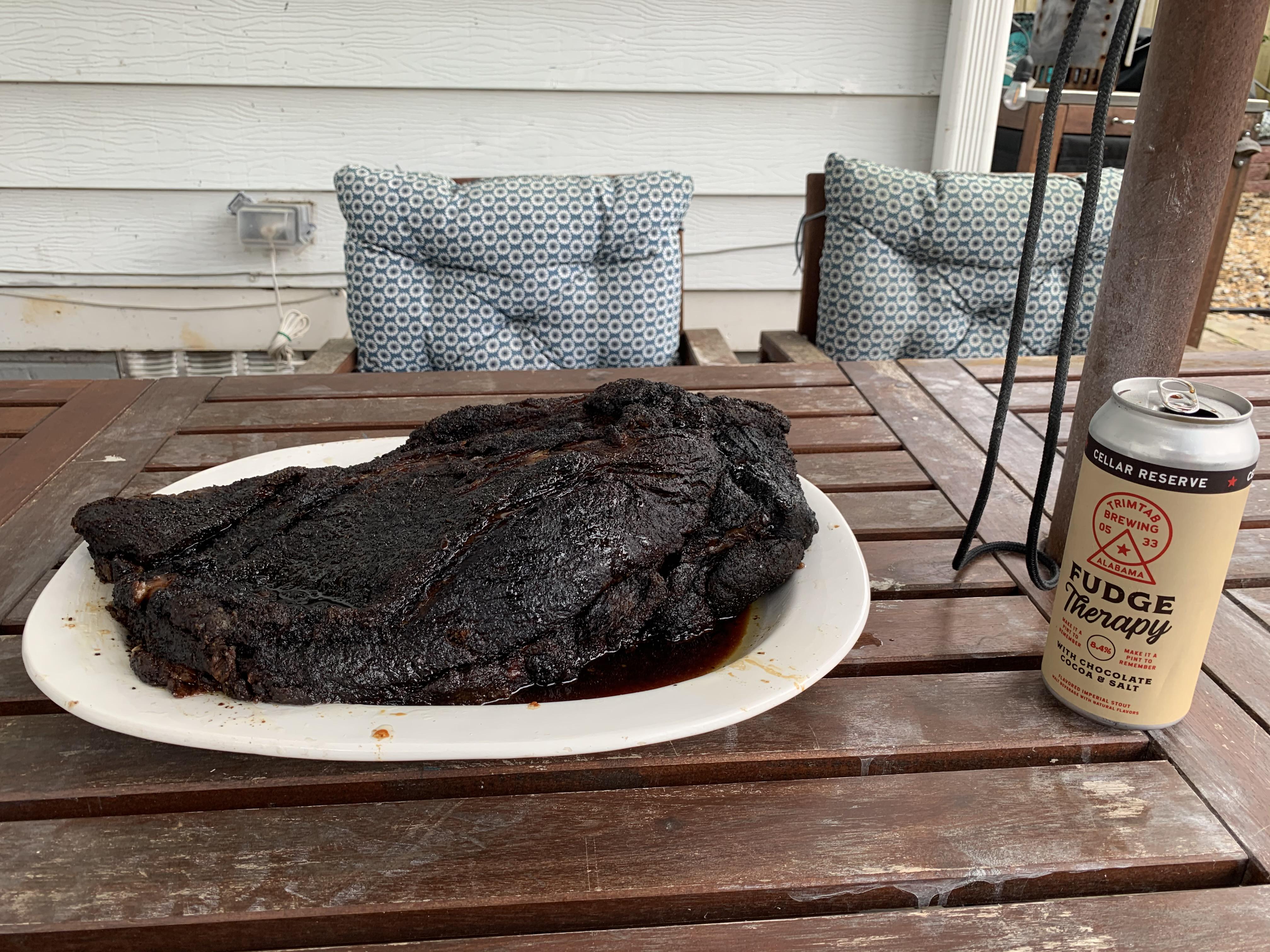 Smoked an overnight brisket. Just salt and pepper rub. Komado XL r