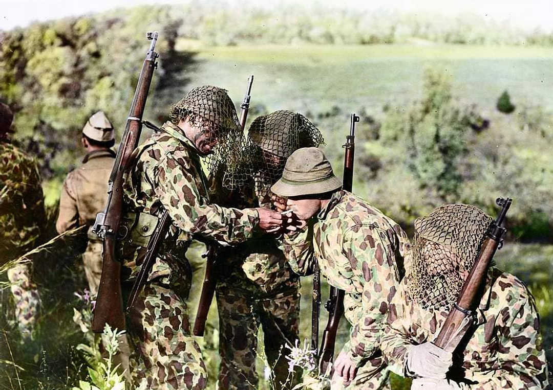 U.S Army Ranger scouts wear the 1942 camouflage suit that was one of