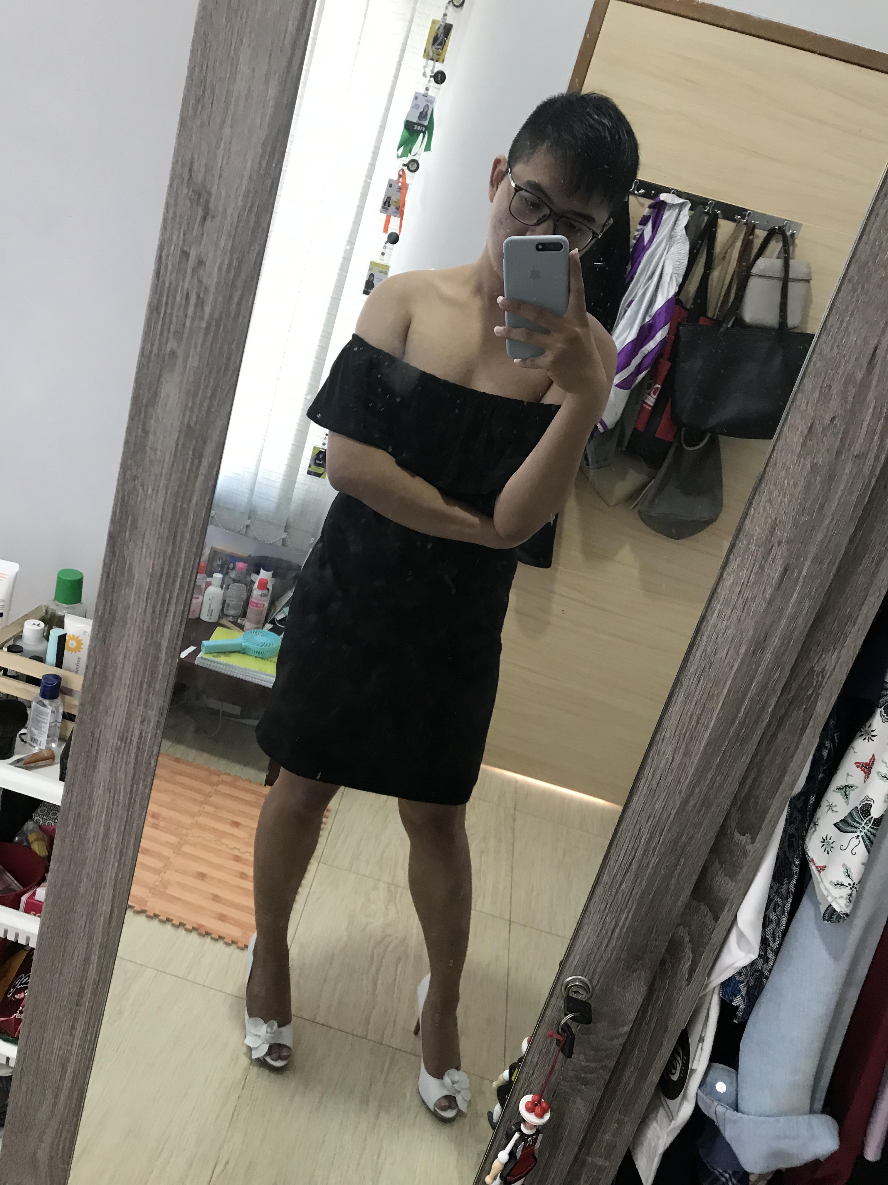 First post and first time cross dressing with my sister’s dress and