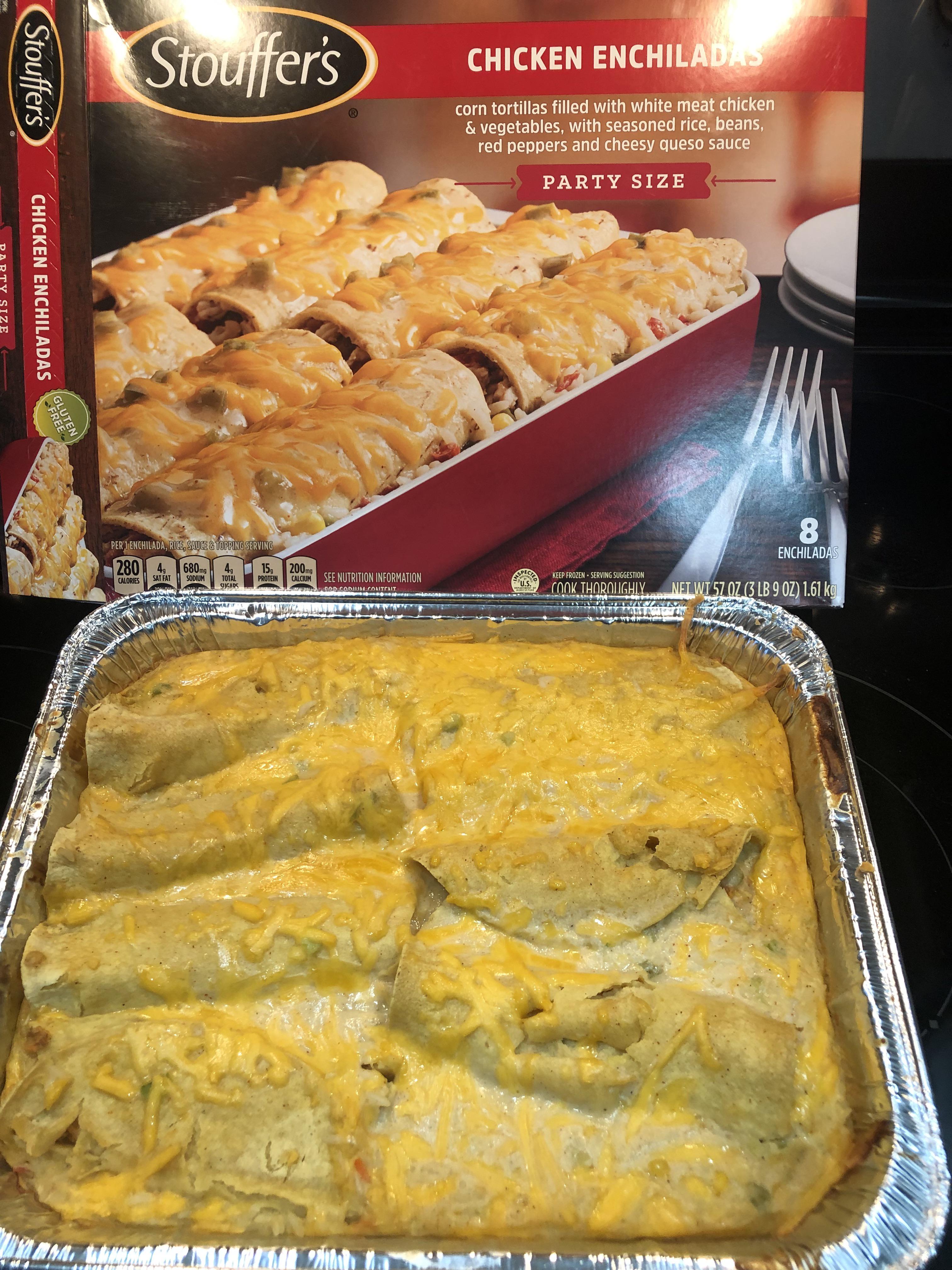 Stouffer’s Chicken Enchiladas. Solid, but not the best. I liked that it had a rice and corn mix