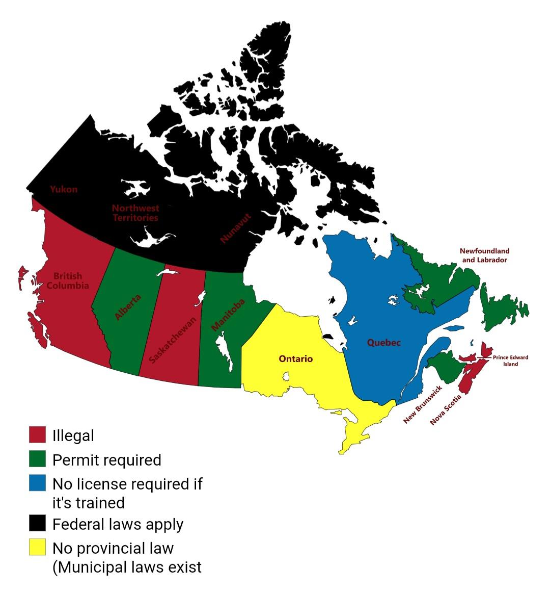Monkey ownership laws in Canada (from what I could gather) r/MapPorn