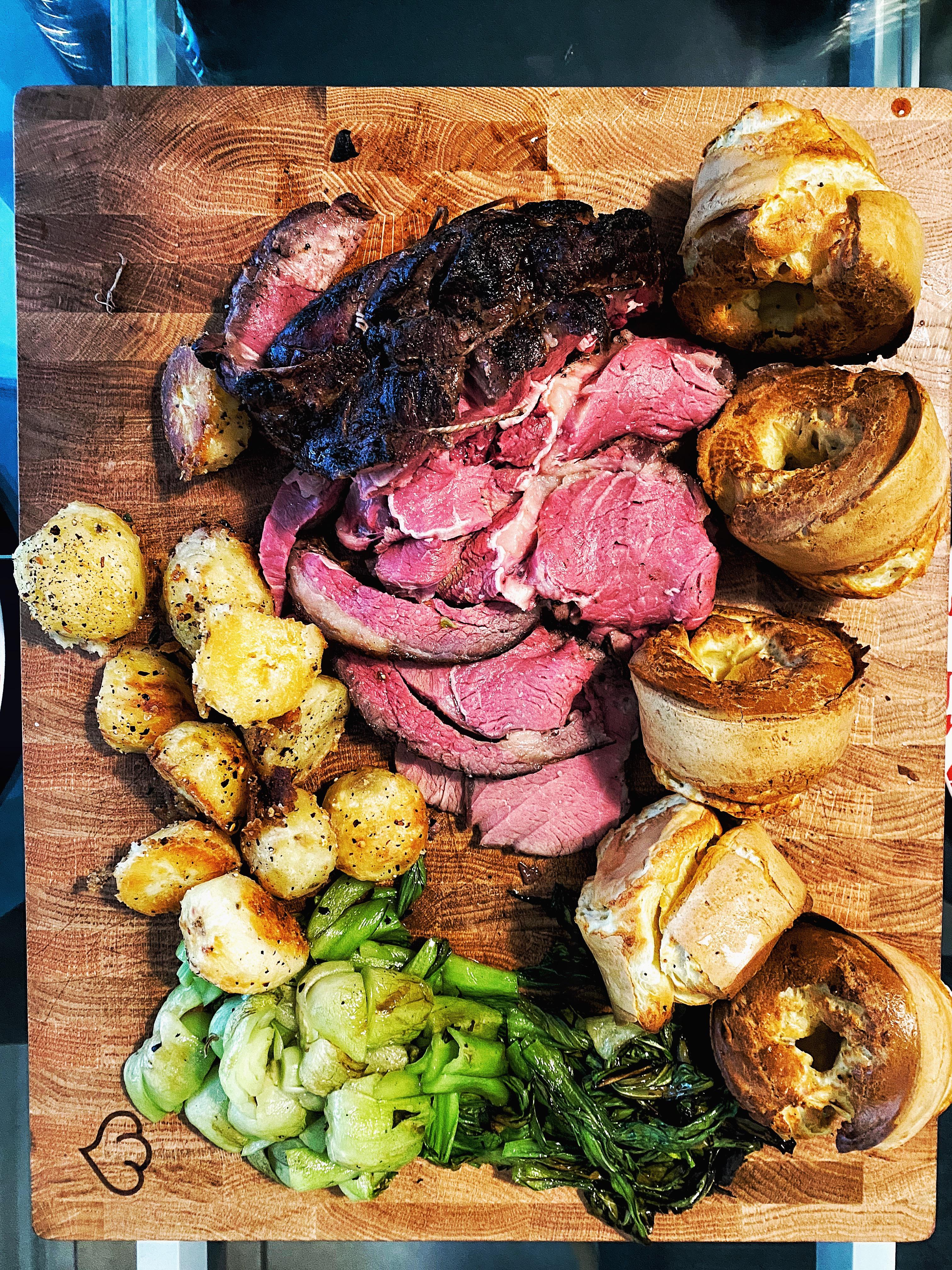 Sous Vide Ribeye roast for 4 hours to Medium Rare then charred directly