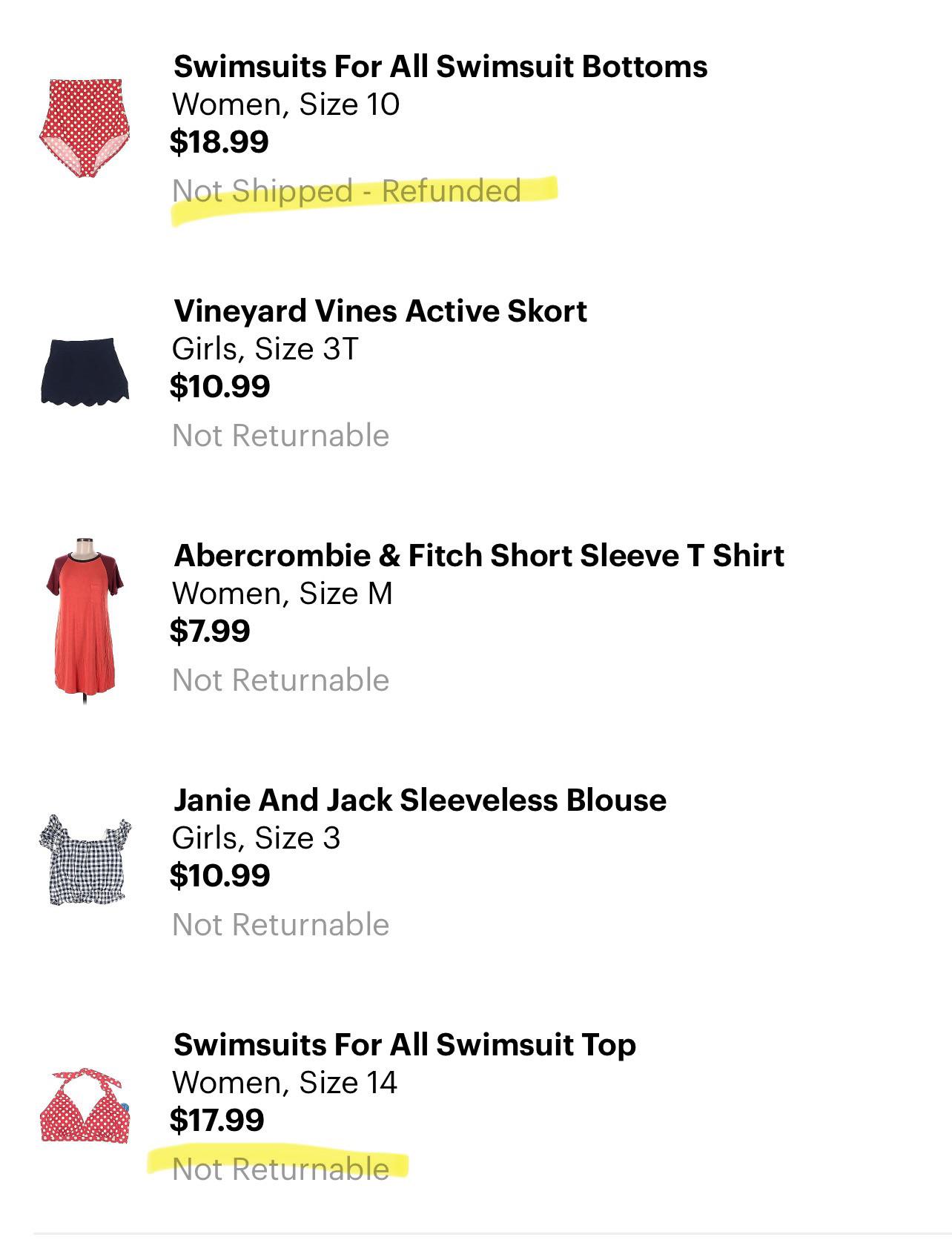 They couldn’t find the swim bottoms so now I’m just getting the “not