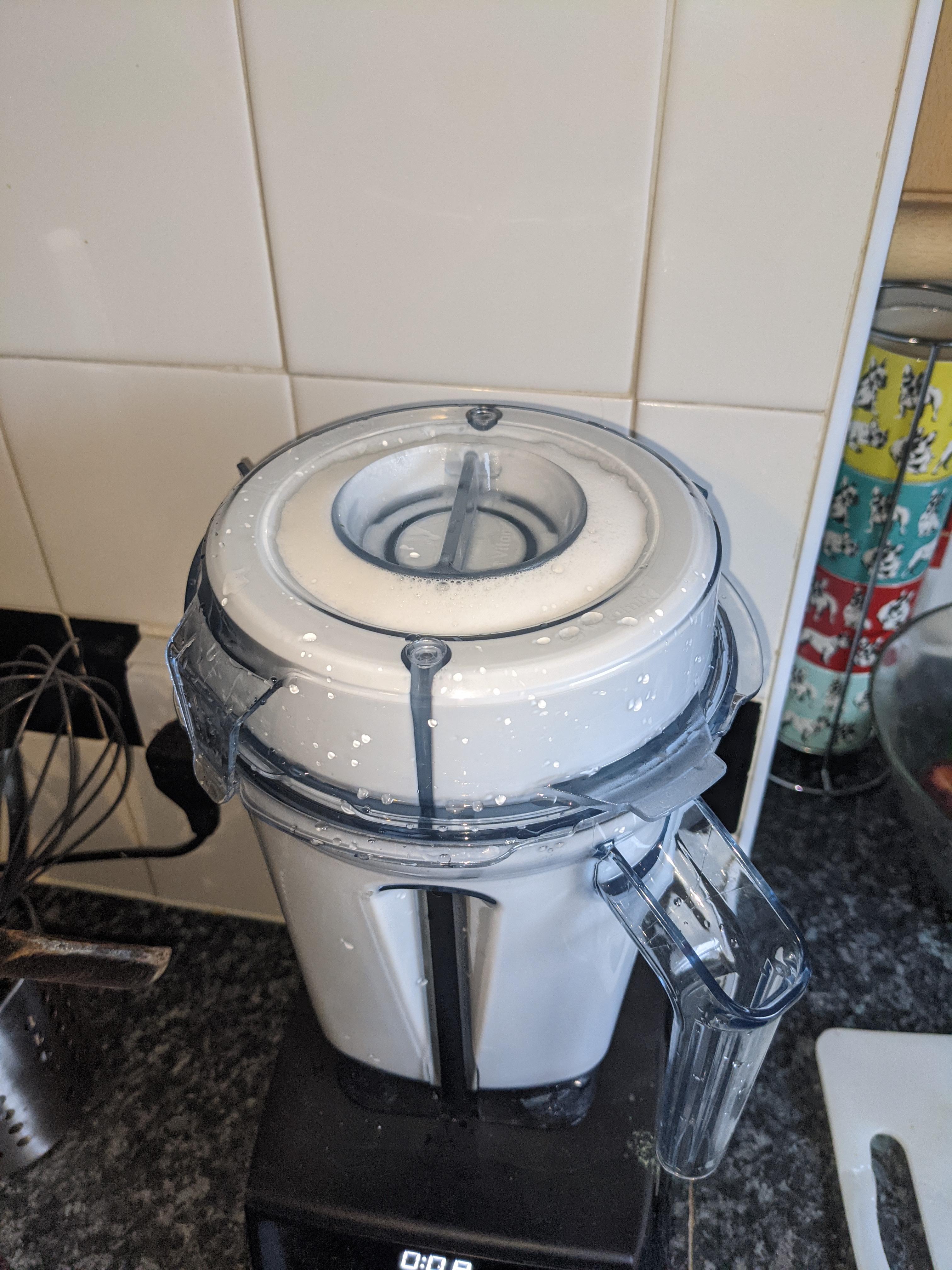 When self cleaning my Vitamix Ascent (using half water + drop of soap