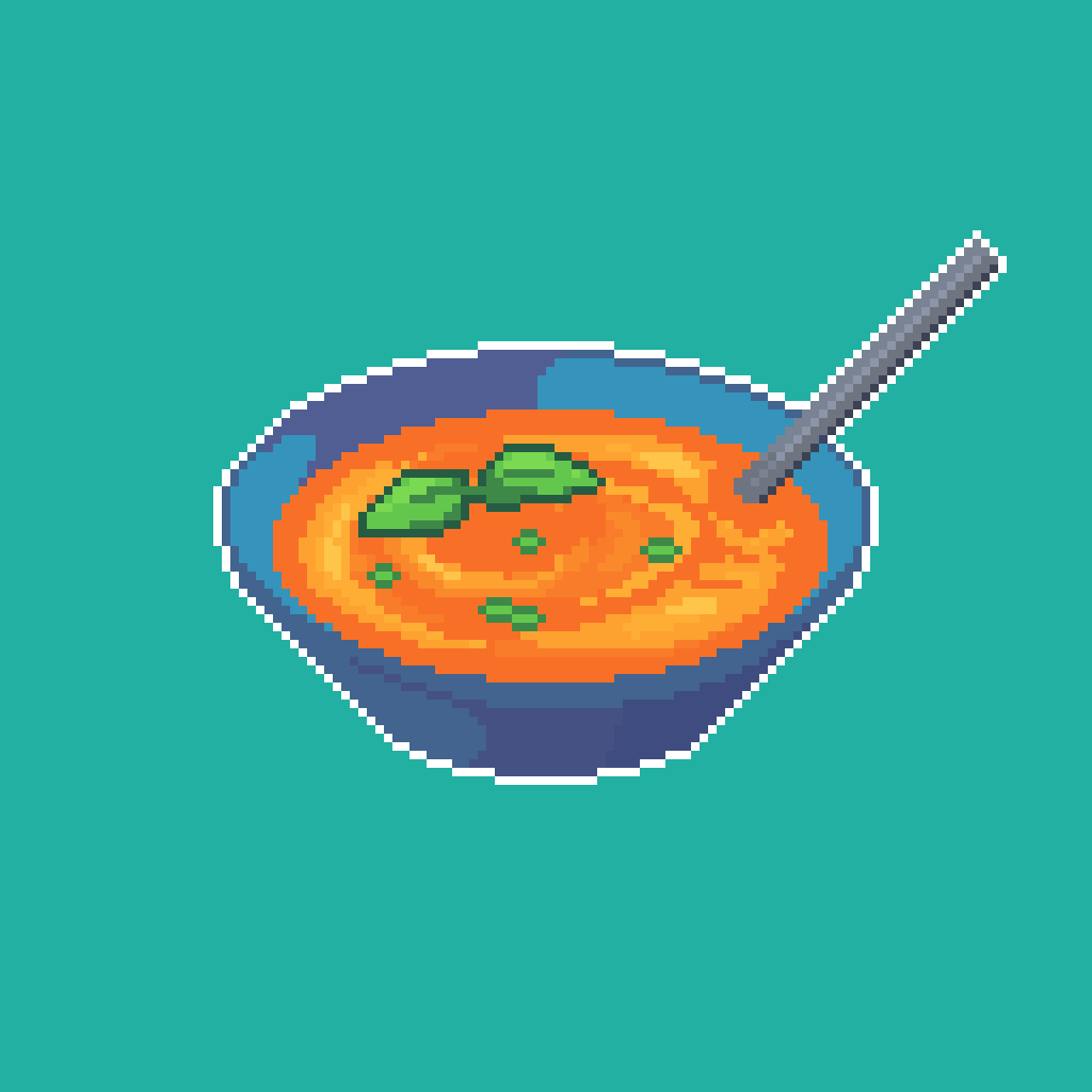 🍅Tomato Soup. First attempt at pixel art, and I tried animating steam