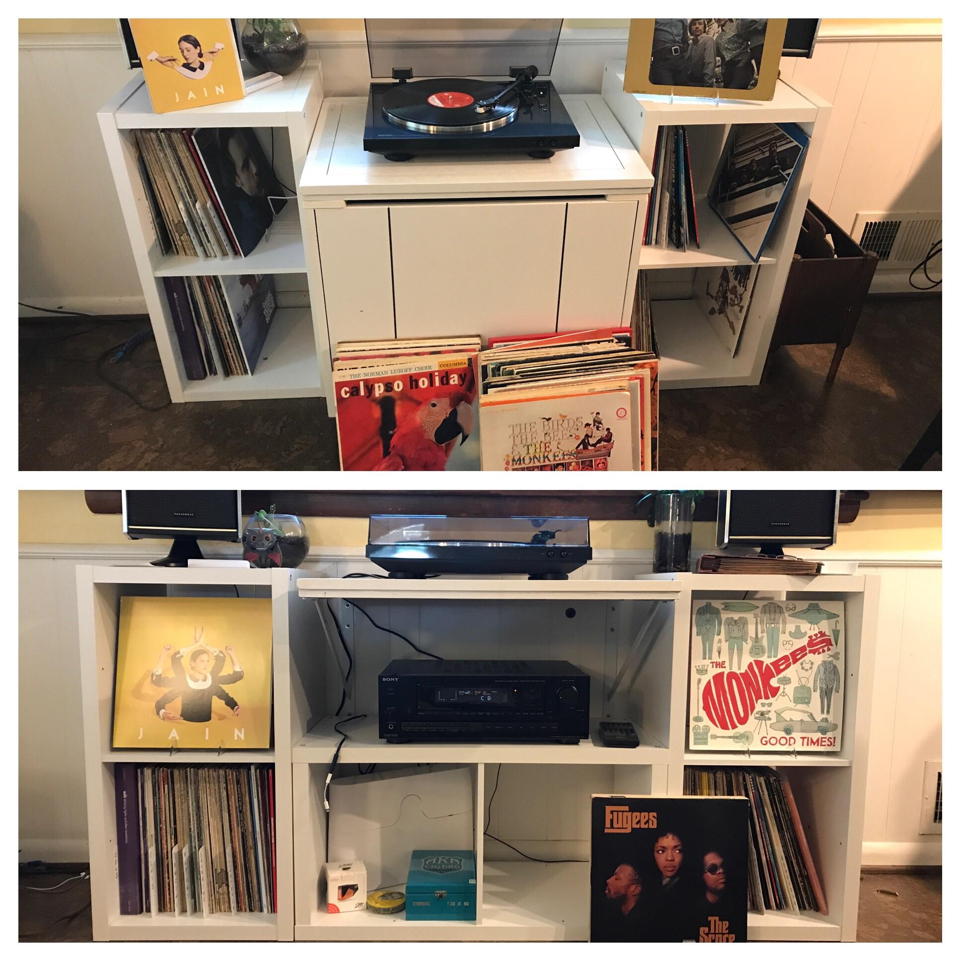 I built a suspended shelf for my turntable. r/audiophile