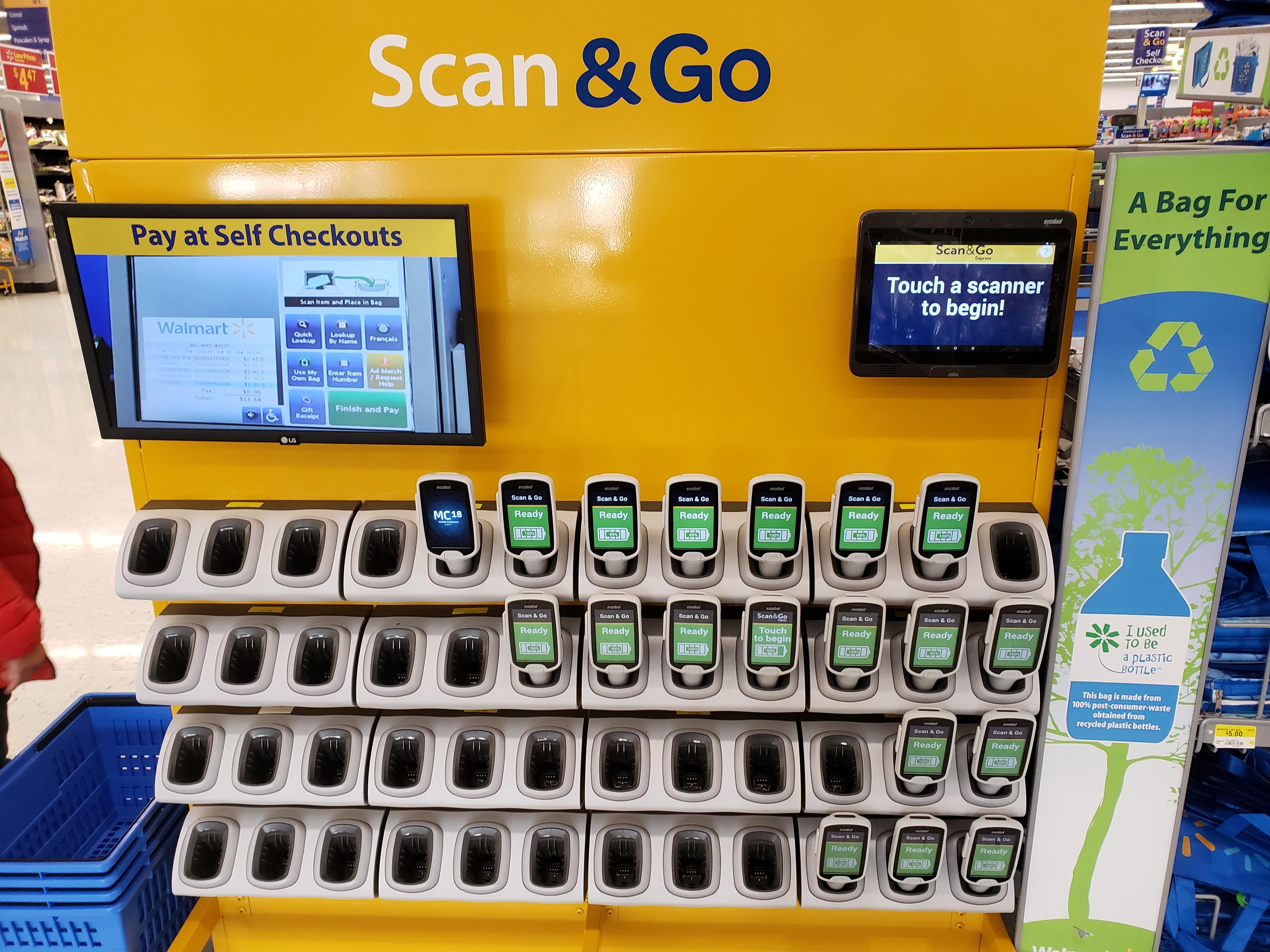 Canadian Walmart near me has barcode scanners that you use to scan