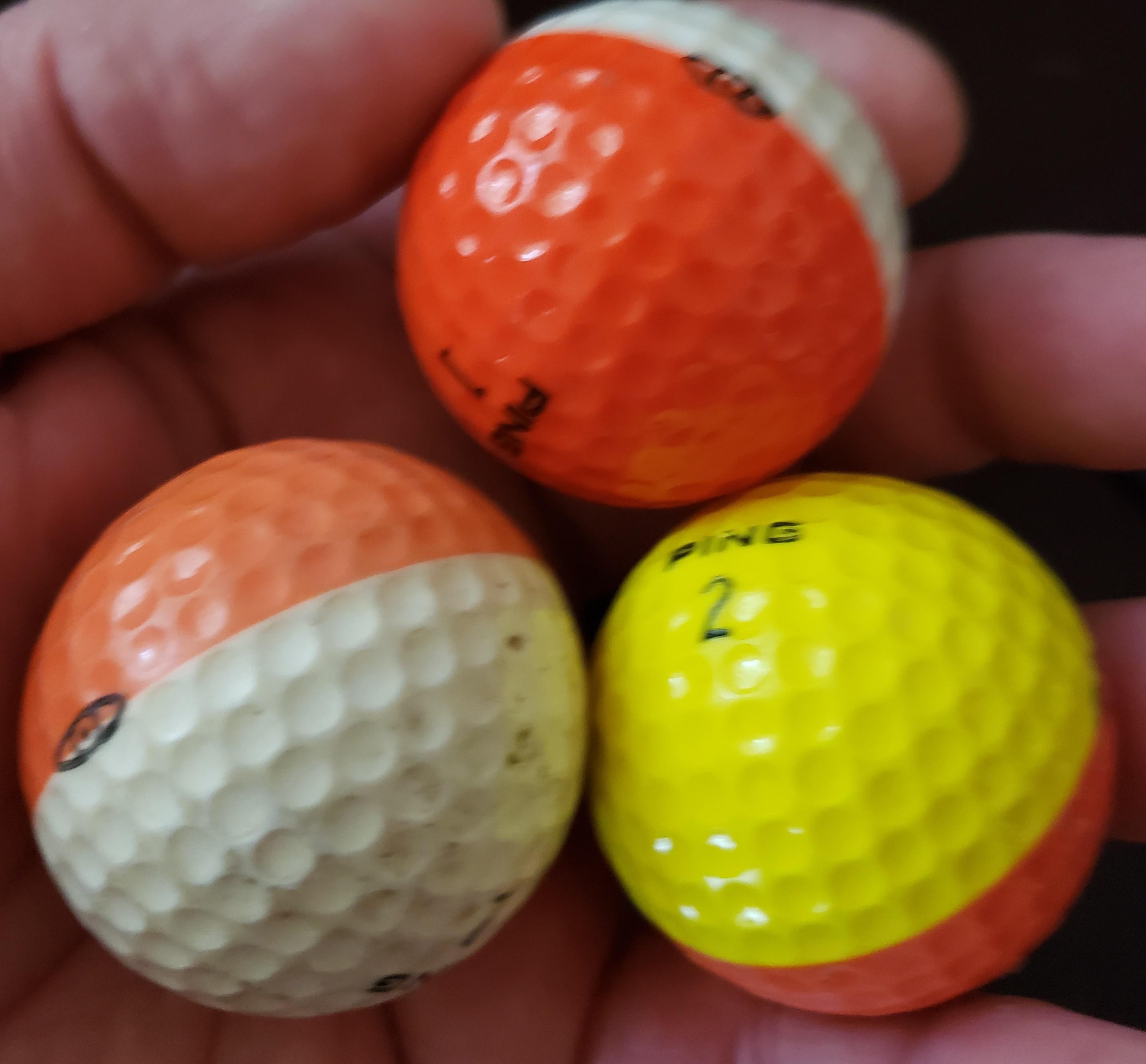 2 color Ping golf balls. Worth anything? My fatherinlaw had a few put