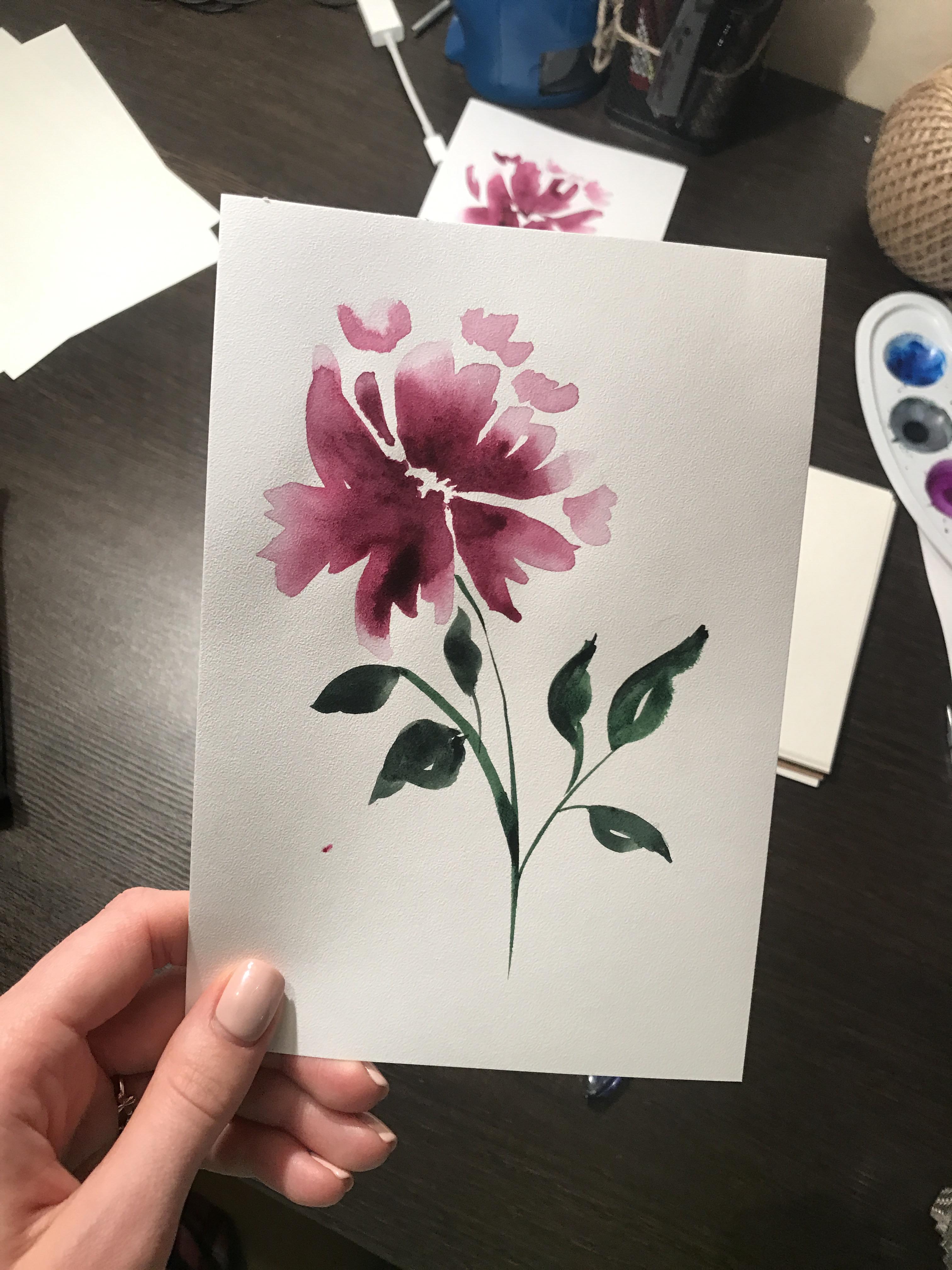 My first finished watercolor flower card! r/Watercolor