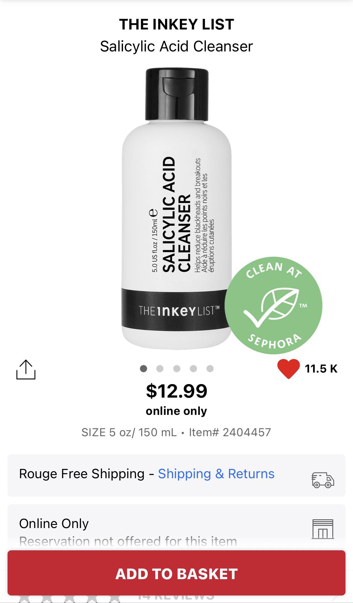 PSA ! The Inkey List’s Salicylic Acid cleanser is now available at Sephora !! CanSkincare