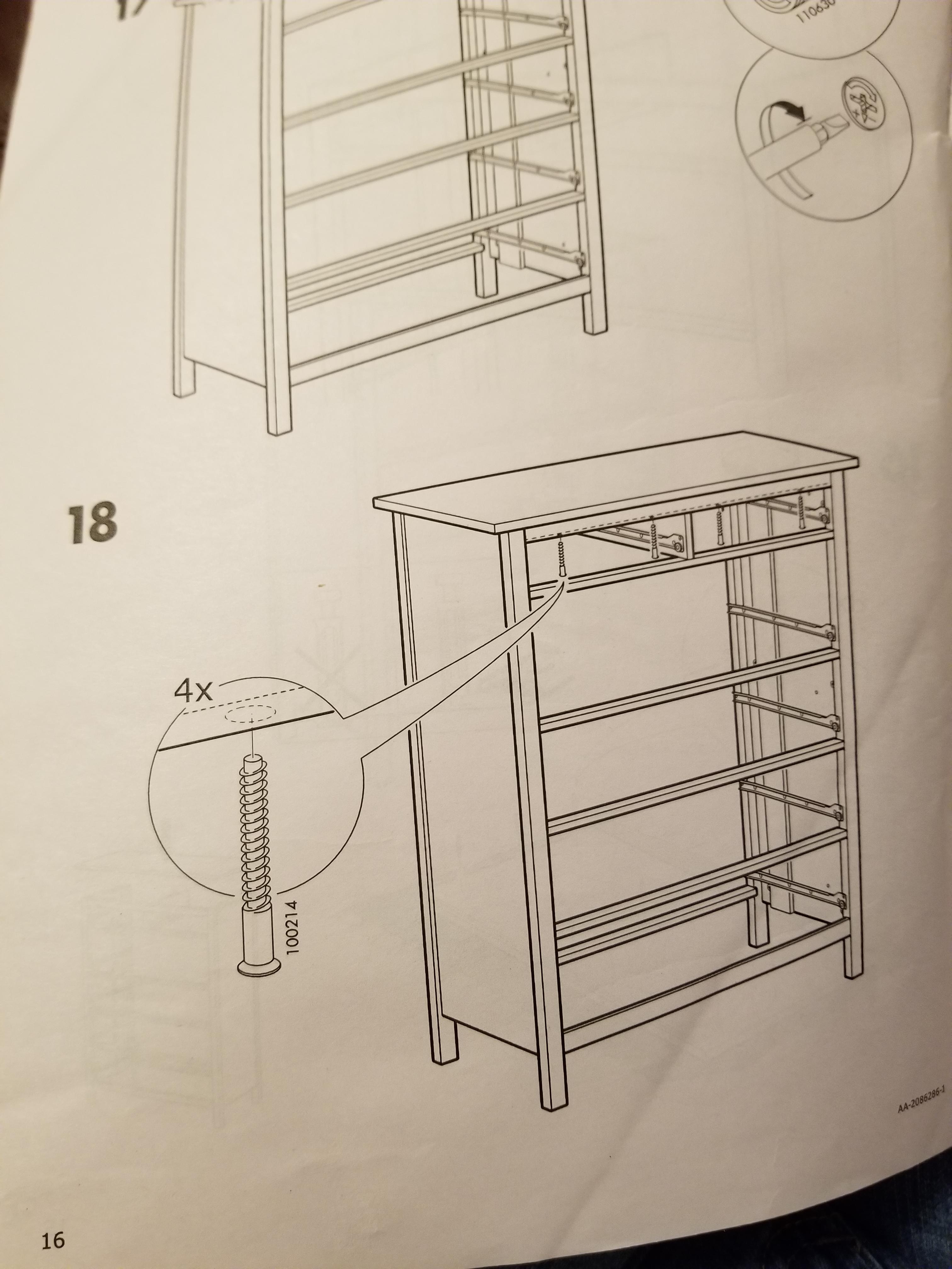 Hemnes 6 drawer chest step 18 issue holes do not line up. I've