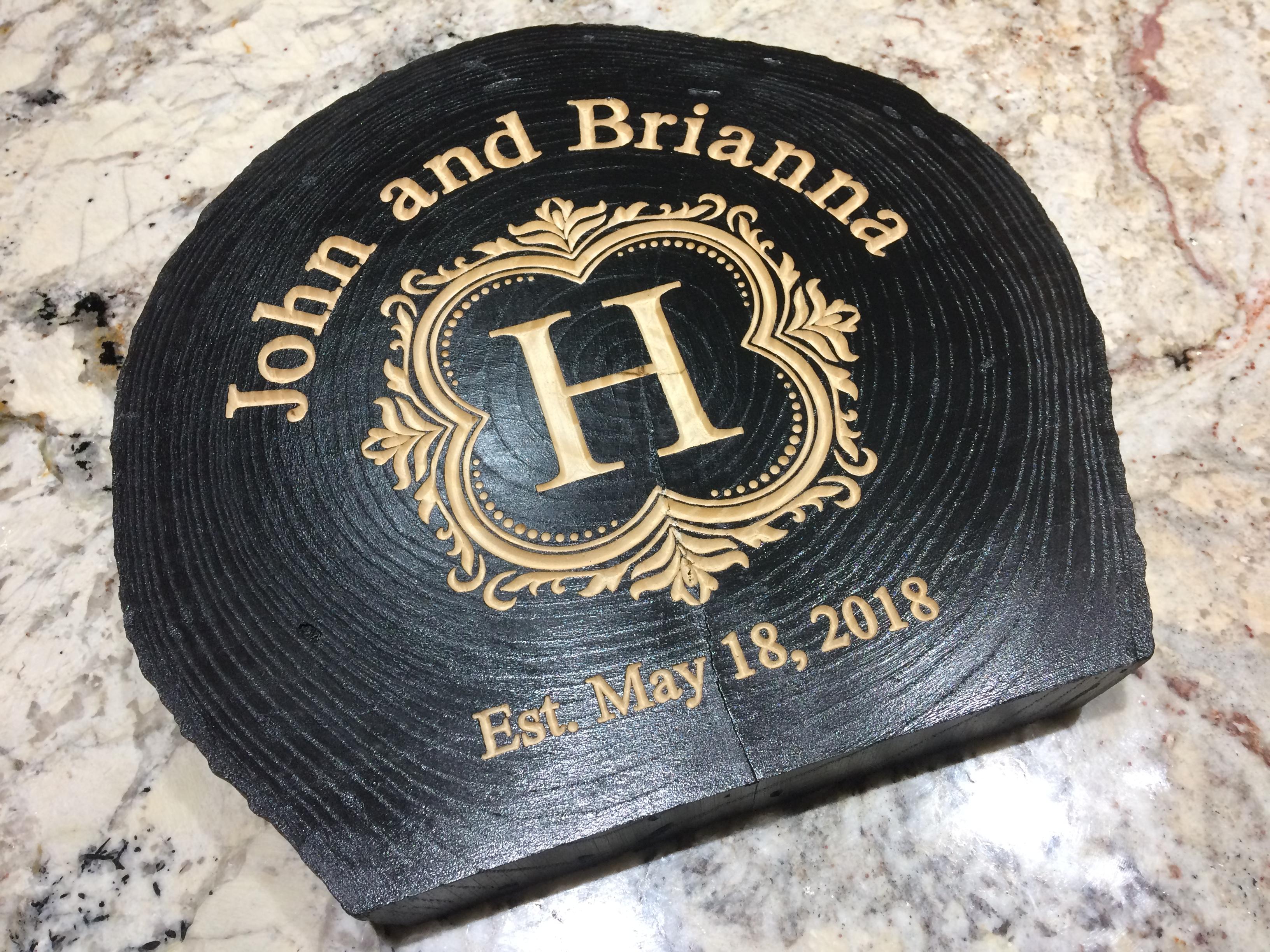 A wedding present milled on our CNC for a friend's daughter getting married today. r/woodworking
