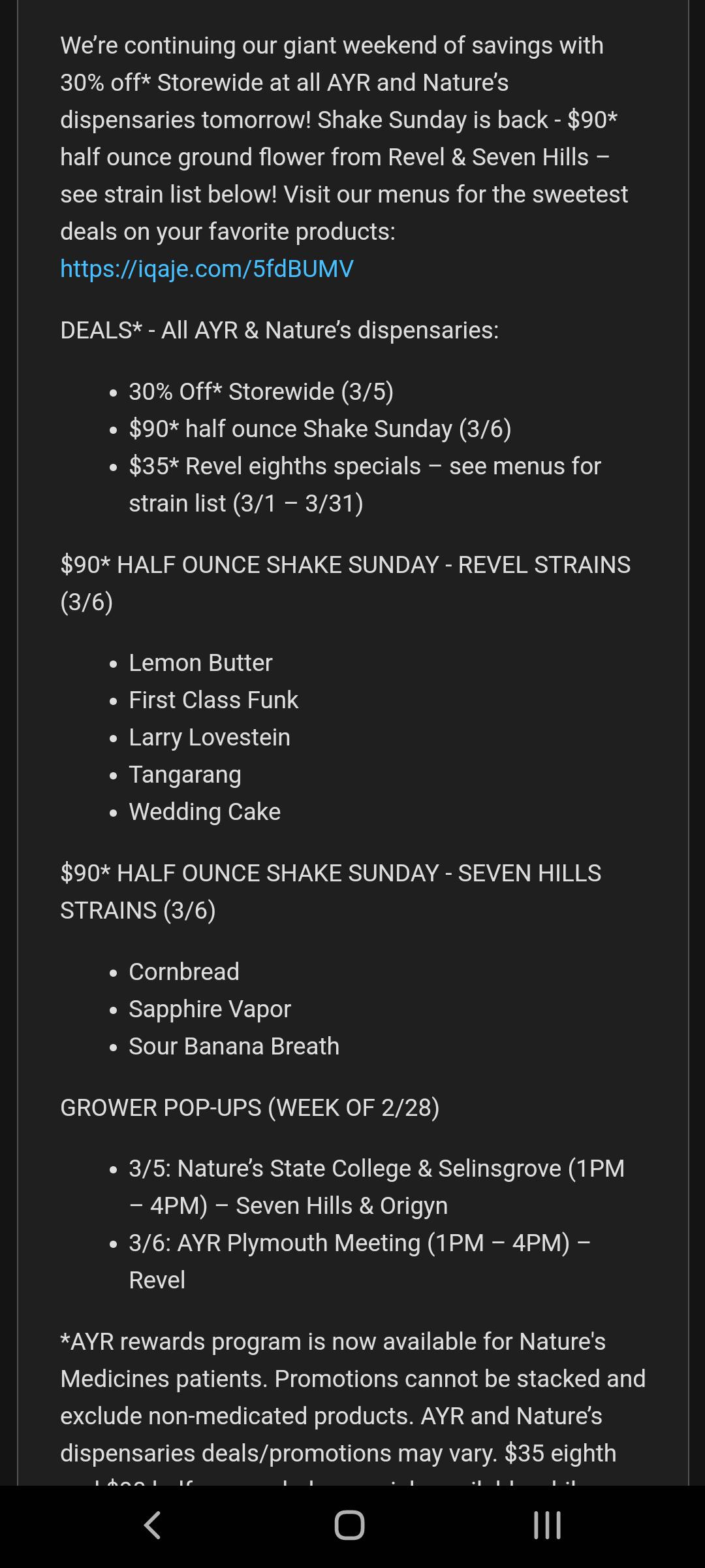 30 off store all Ayr/Nature's Medicine r/PaMedicalMarijuana