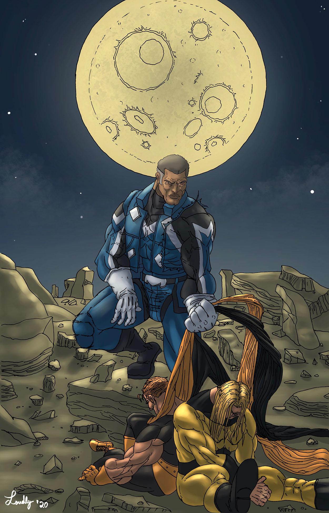 [Fan Art] Blue Marvel v. Hyperion and The Sentry (Colors by Brakk0) r