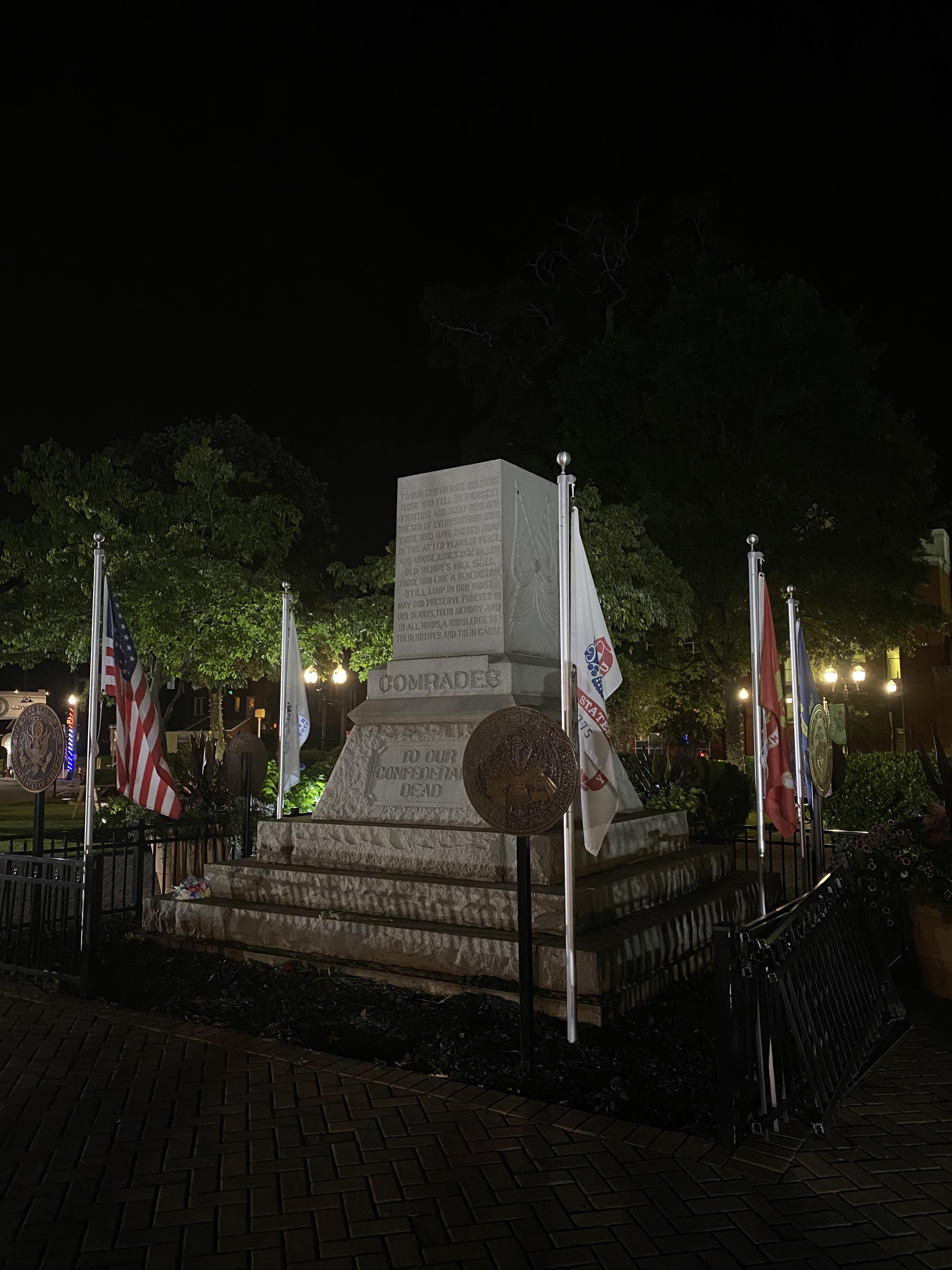 The Confederate statue that stood in the McDonough square was removed