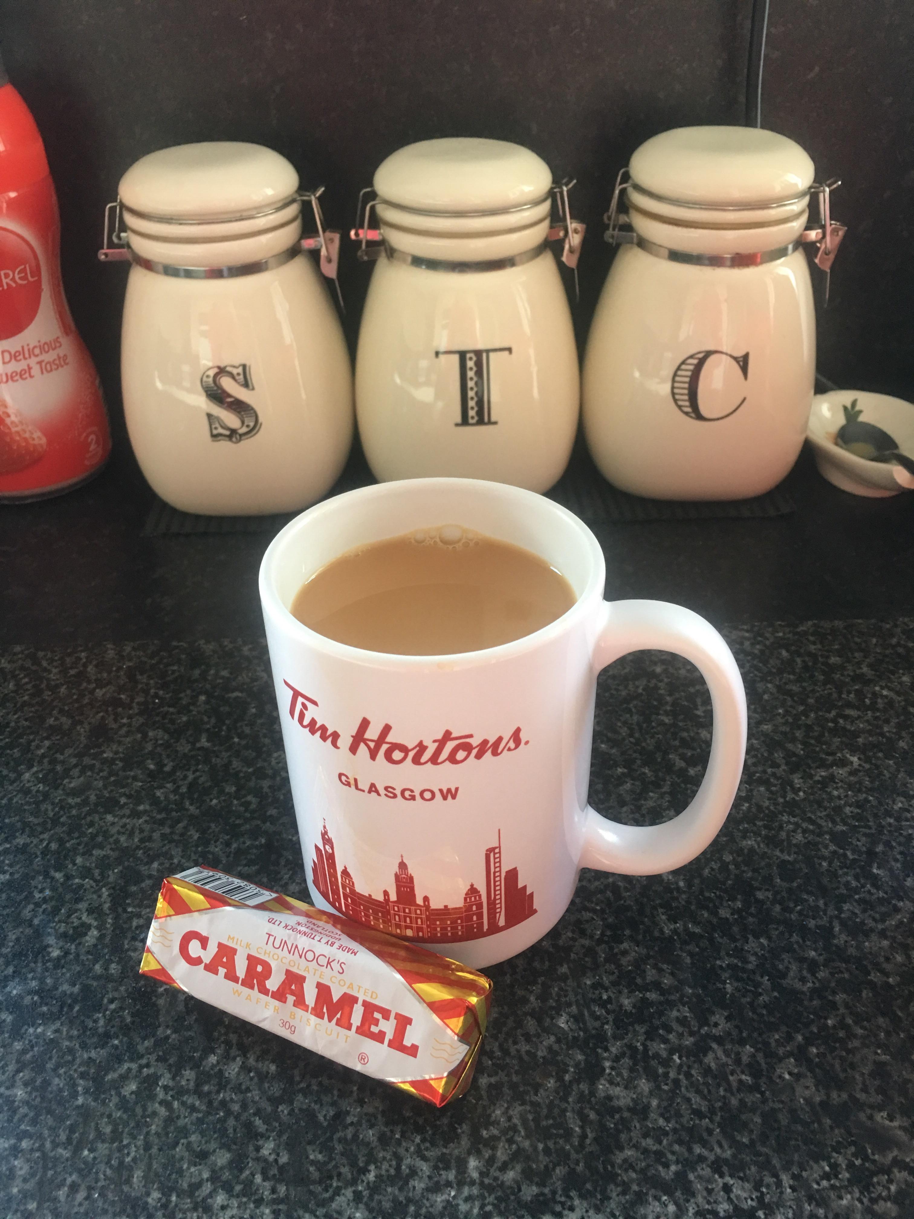 Yorkshire tea, brewed for two minutes with two sugars and a splash of