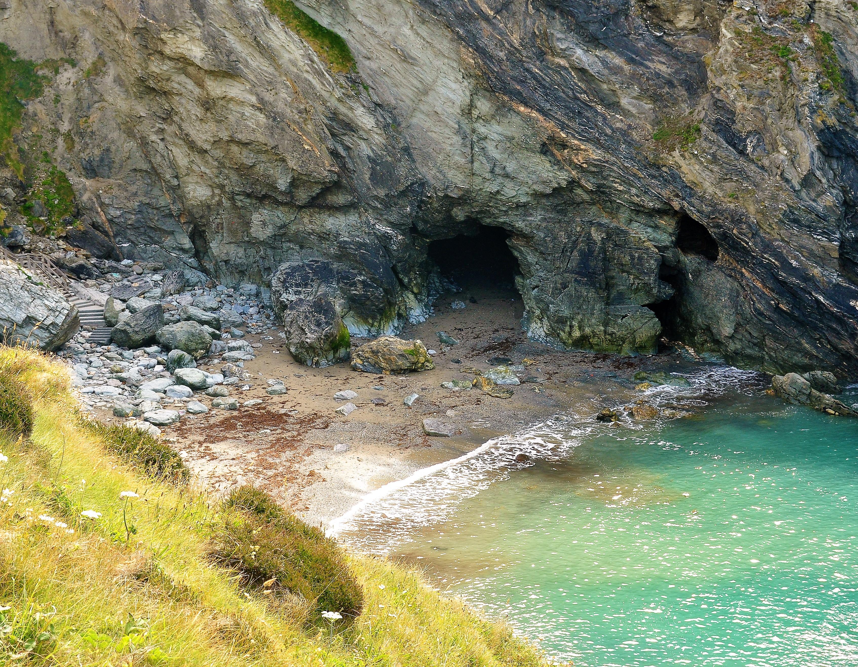 Merlin's Cave, Tintagel in Cornwall. Located below Tintagel Castle, the
