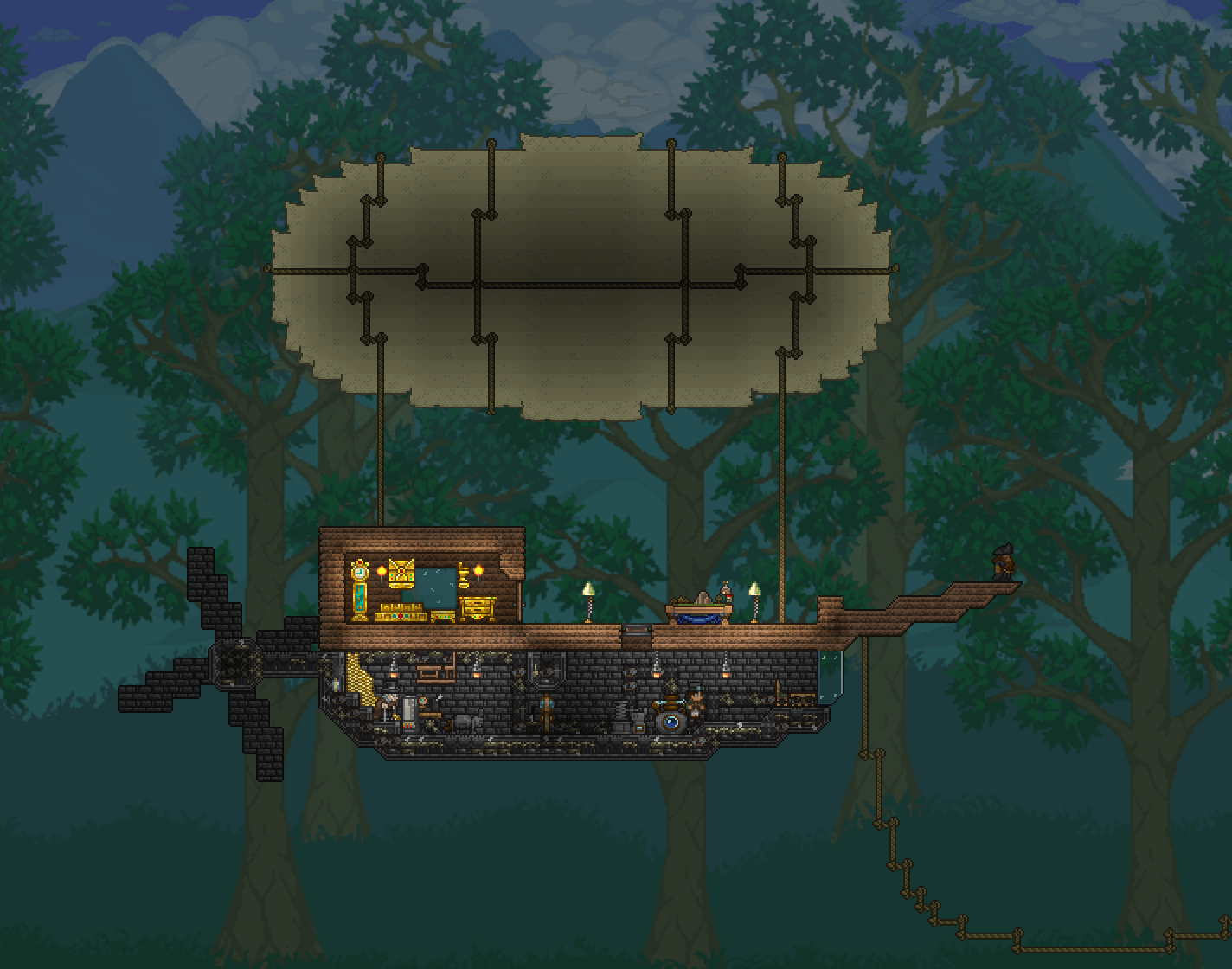 First attempt at building an airship. Feedback is r/Terraria