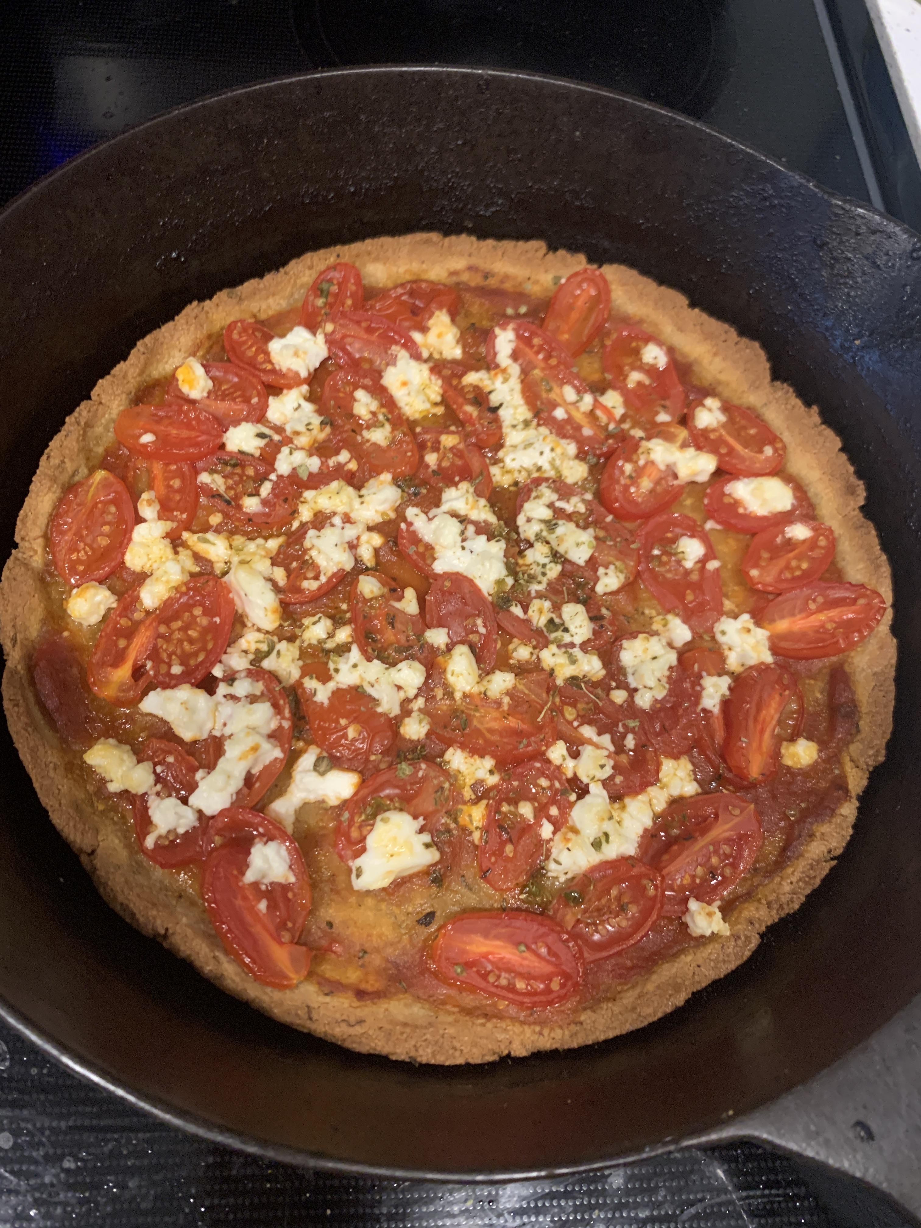 First cast iron pizza 🍕 With a gluten free crust r/castiron