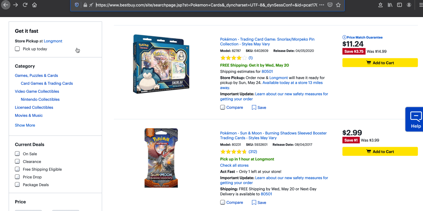 Best Buy Booster Packs 2.99, Elite Trainer Boxes 29.99, Battle Boxes