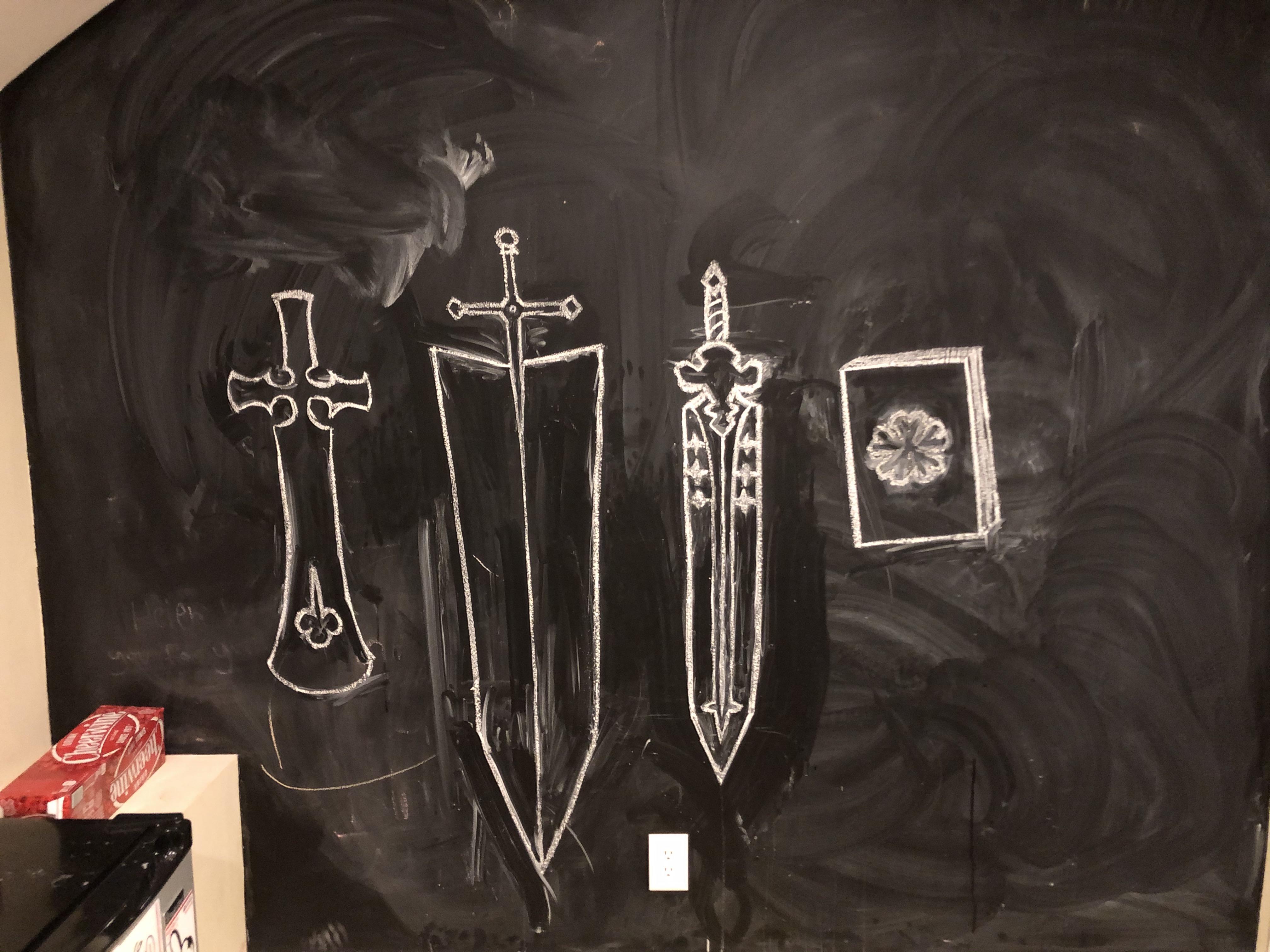 I drew Asta’s 3 demon swords with chalk. I hope you like it uwu r