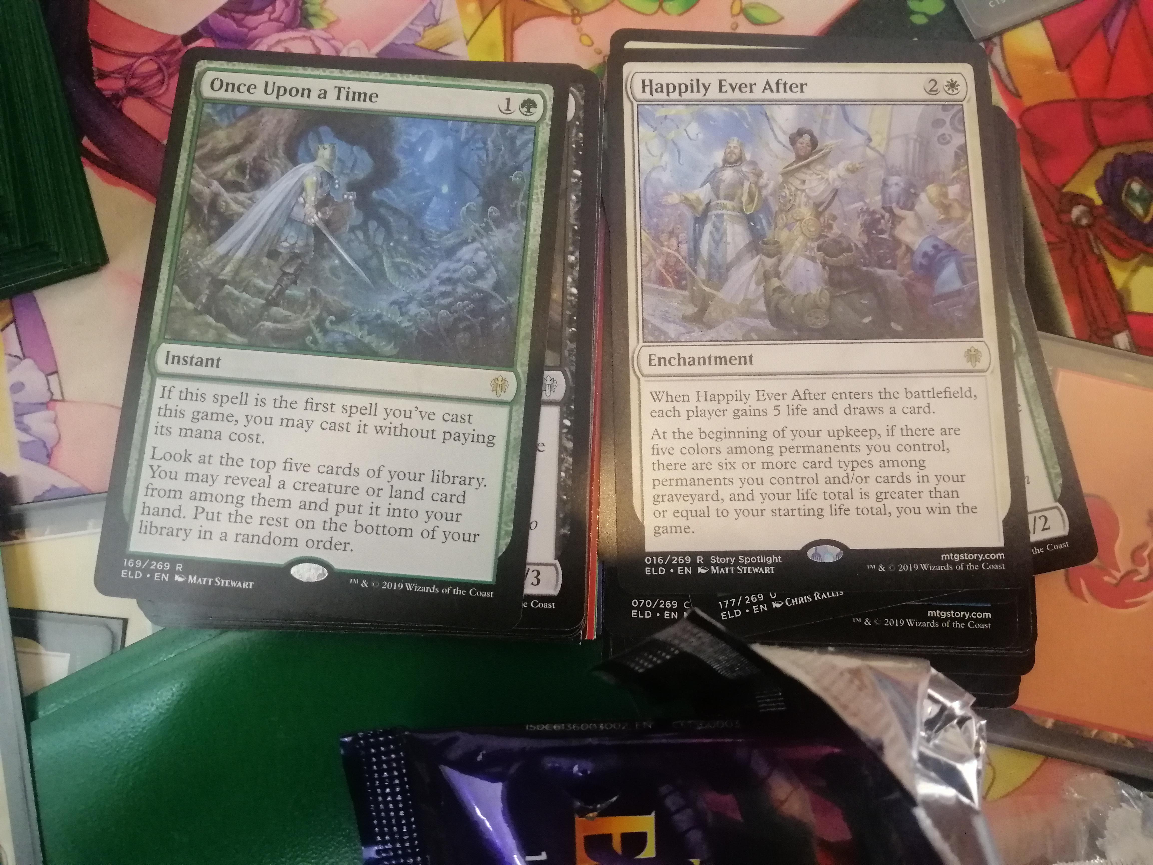 Cracked two packs of Magic cards with the first one having 'Once Upon a Time' and the second
