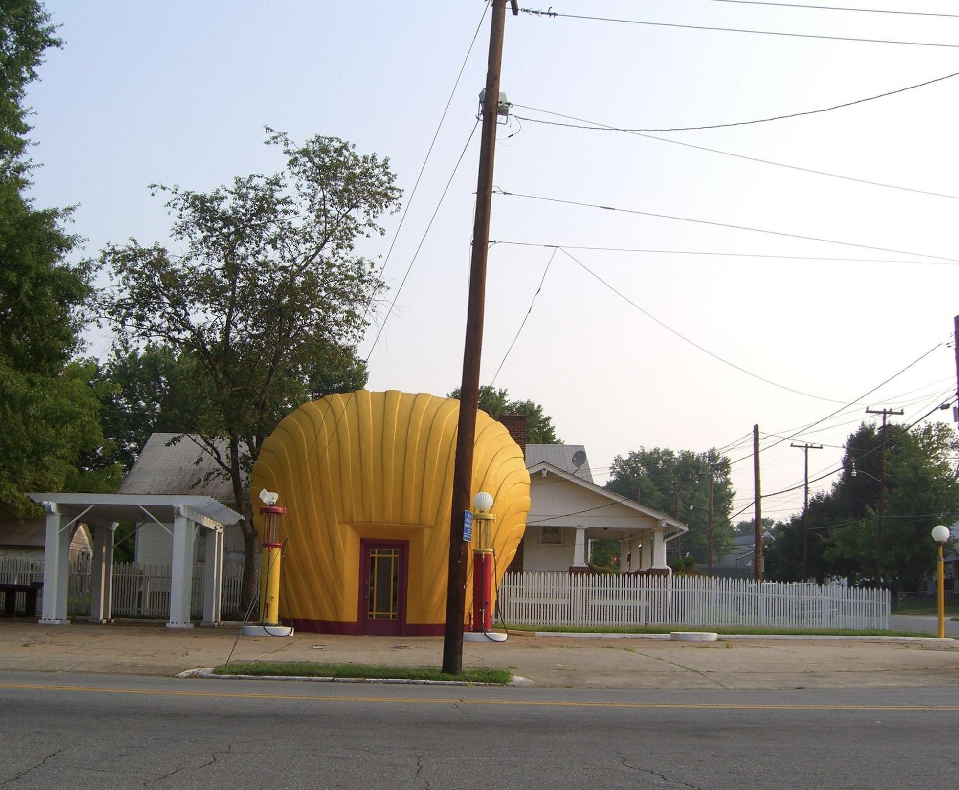 Last of the “clamshell” Shell gas stations. Winston Salem, North