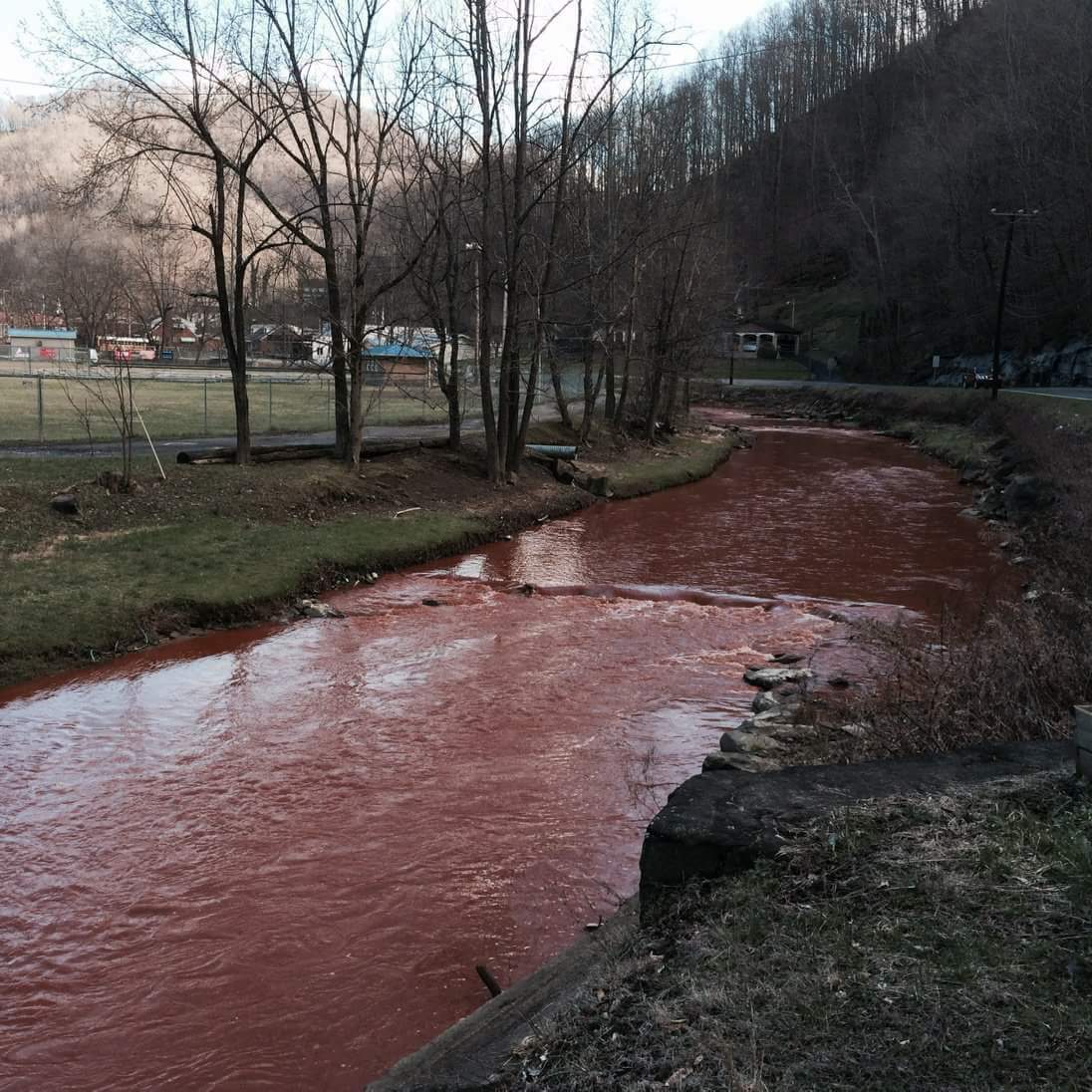 I live in a West Virginia coal mining town. This is our creek today. We