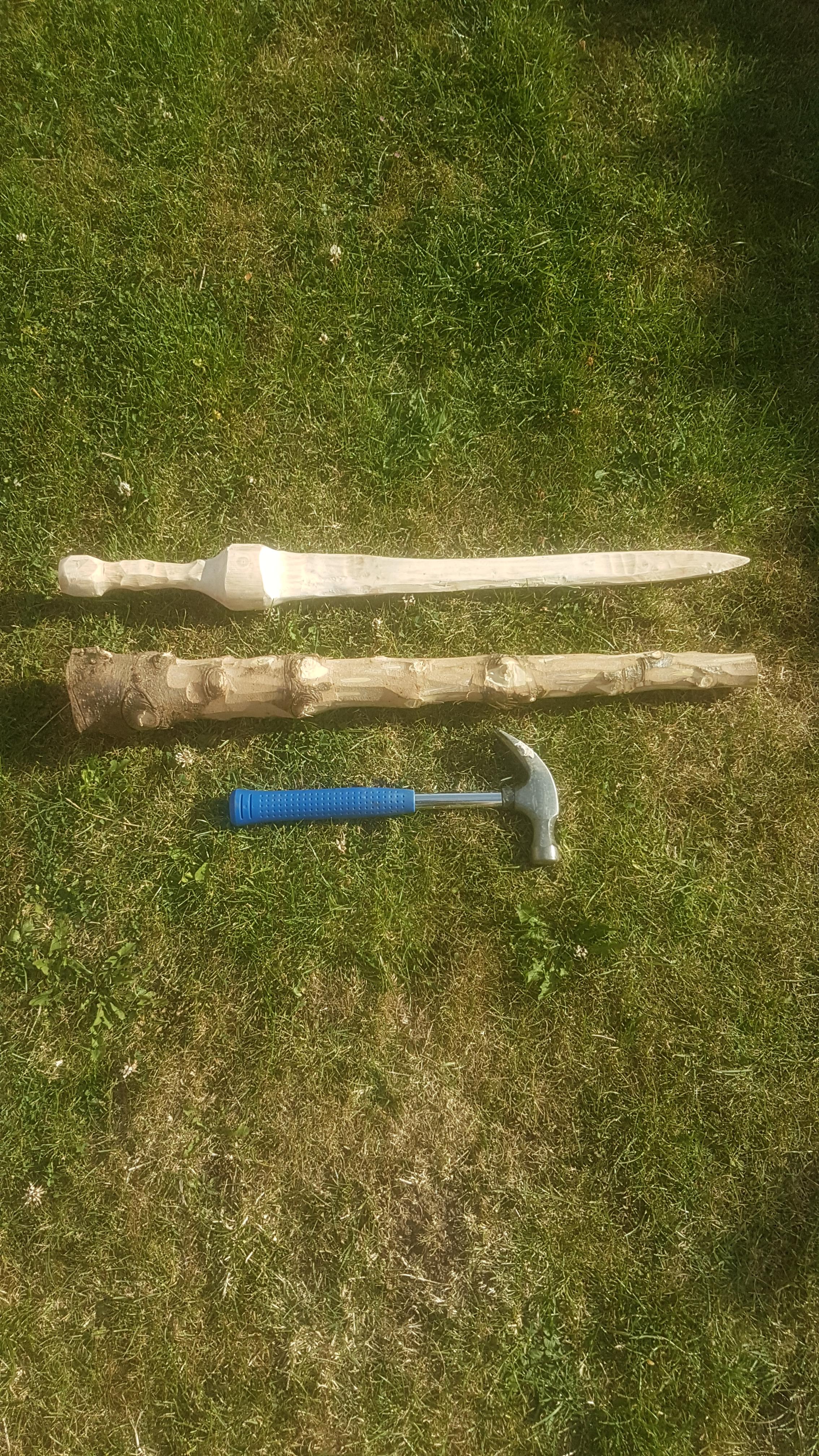WIP Will be two swords carved from last year's Christmas trees