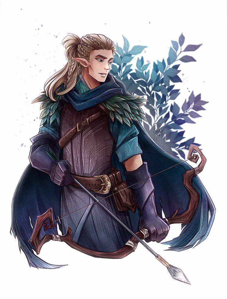 [Art] Commissioned art of my wood elf ranger, Aldon, by saigar.art on
