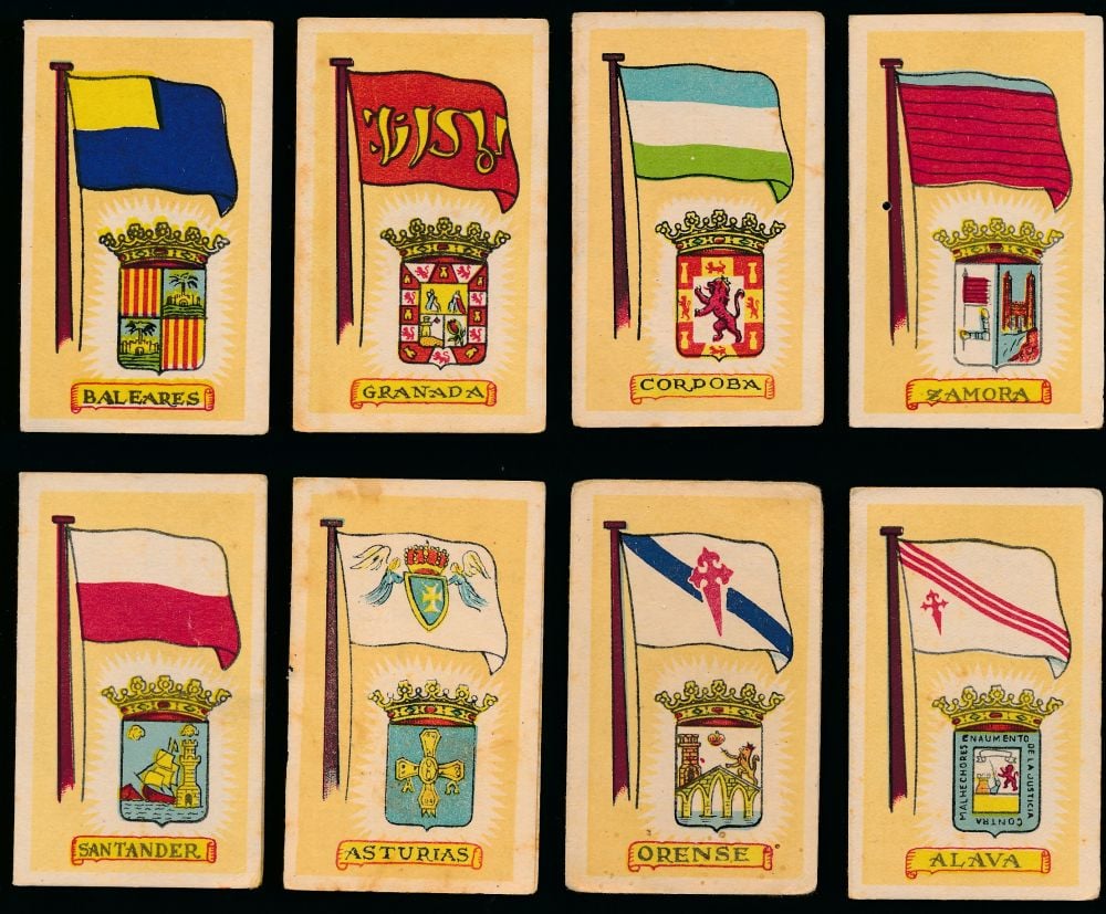 Spanish arms and flag cards from 1955. Part of a larger series