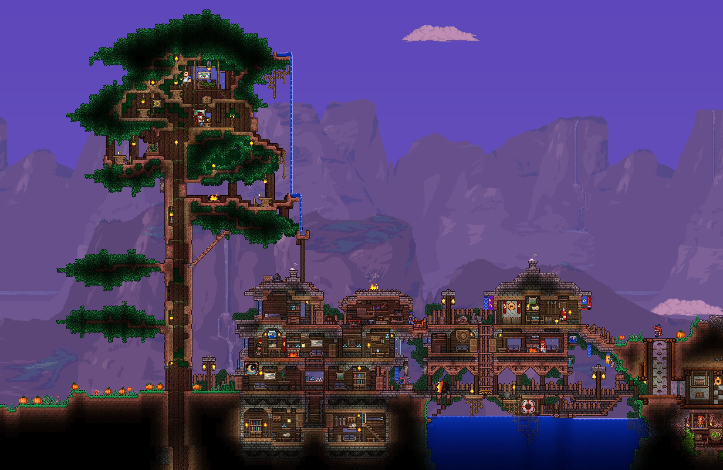A hometown village (one of my first builds) r/Terraria