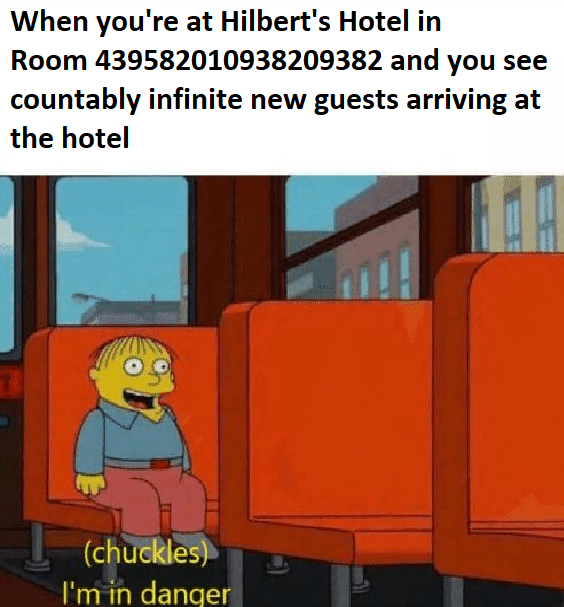 Here's another Hilbert's Hotel meme (inspired by u/SampleText28) r