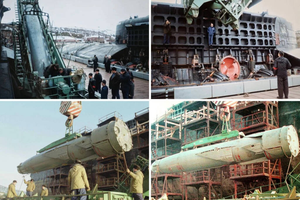 Nuclear submarine K141 Kursk. Top photos the last loading of