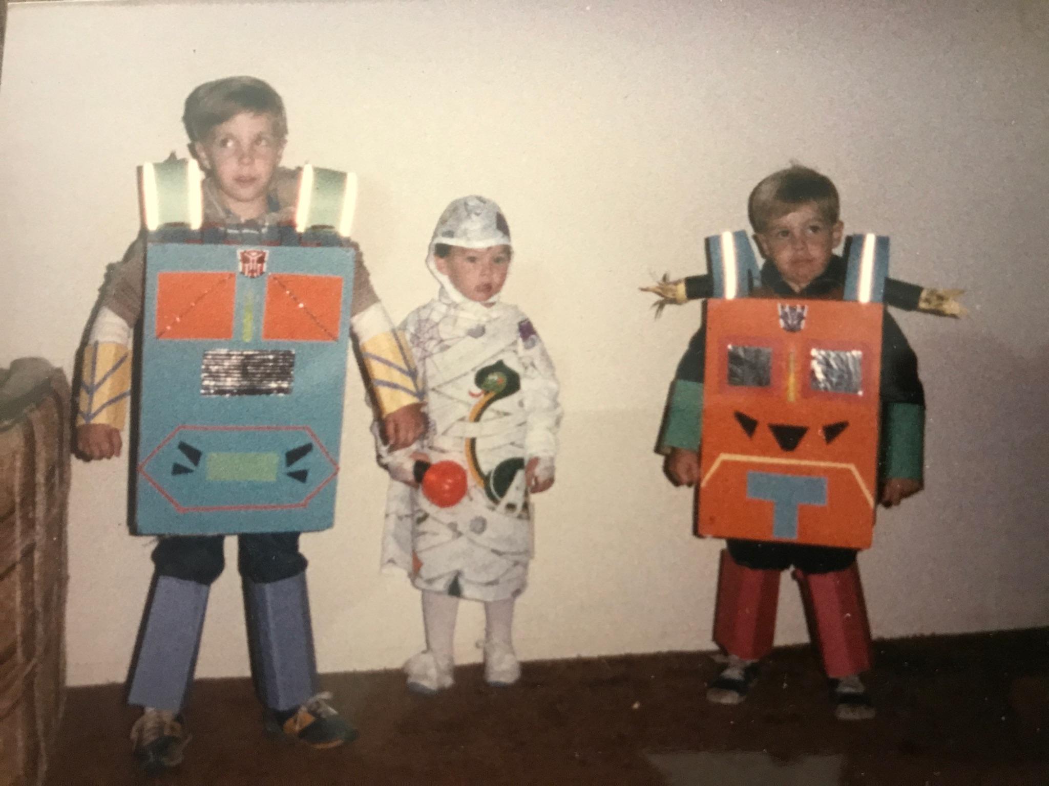 For Halloween in 1985 my mom made me (far left) and my brother