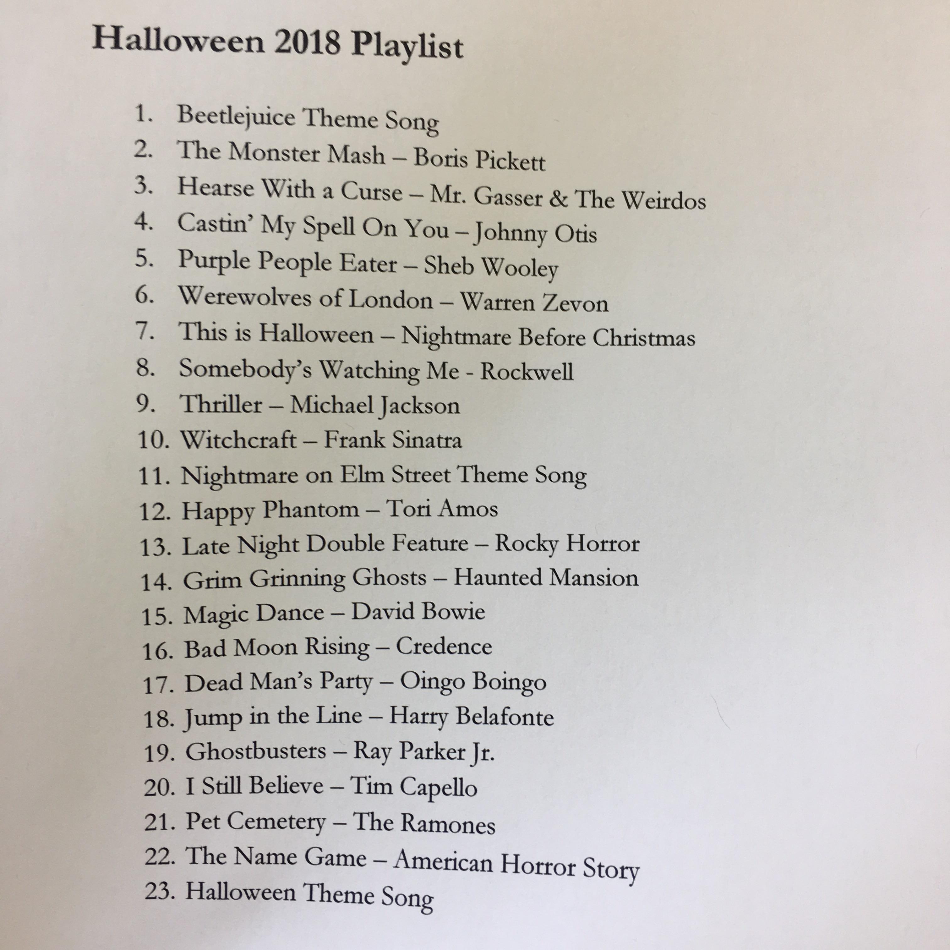 Halloween 2018 Playlist. Anyone else working on theirs?! ) r/halloween