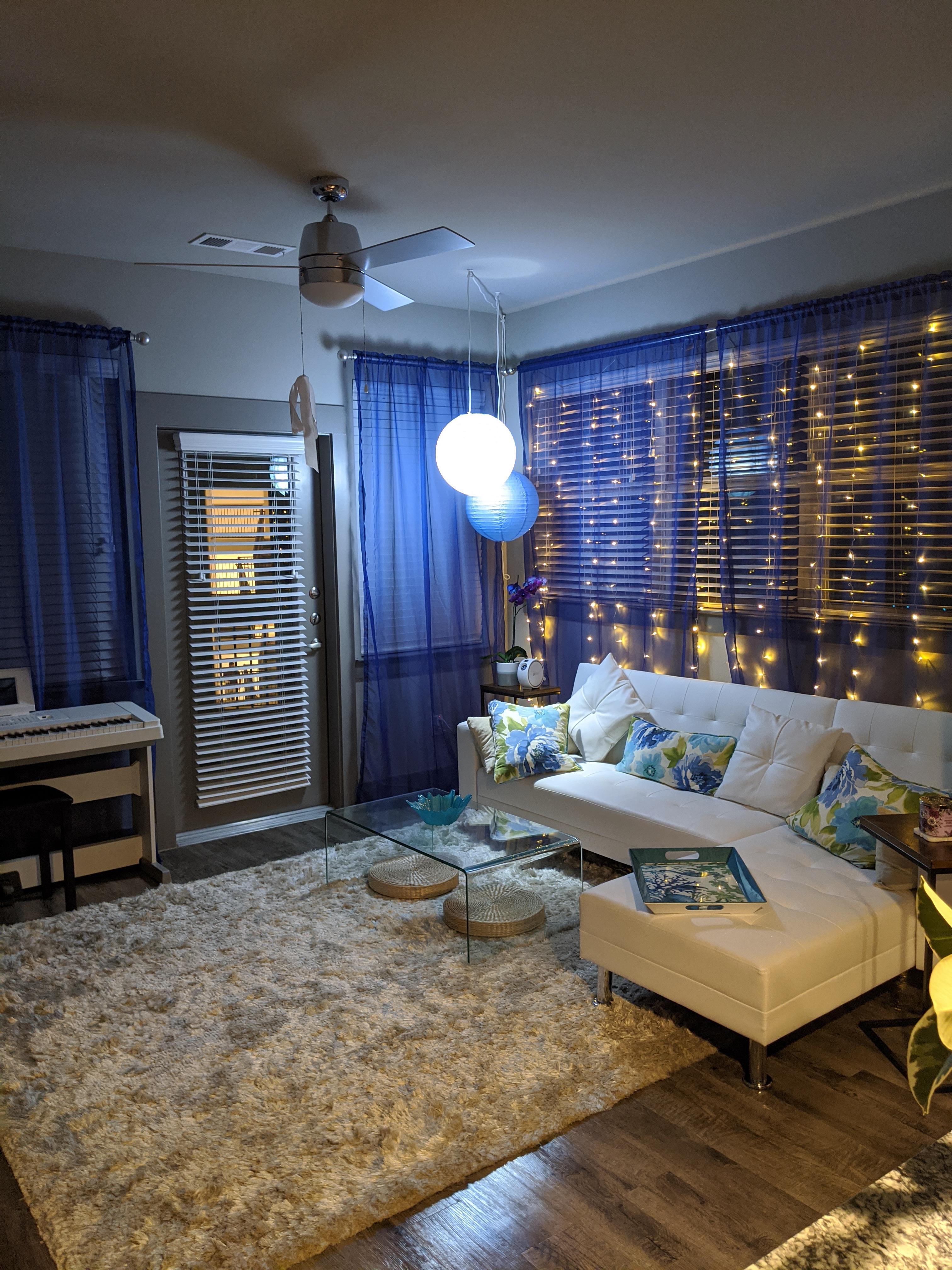 I hung some cozy curtain lights in my living room. r/CozyPlaces
